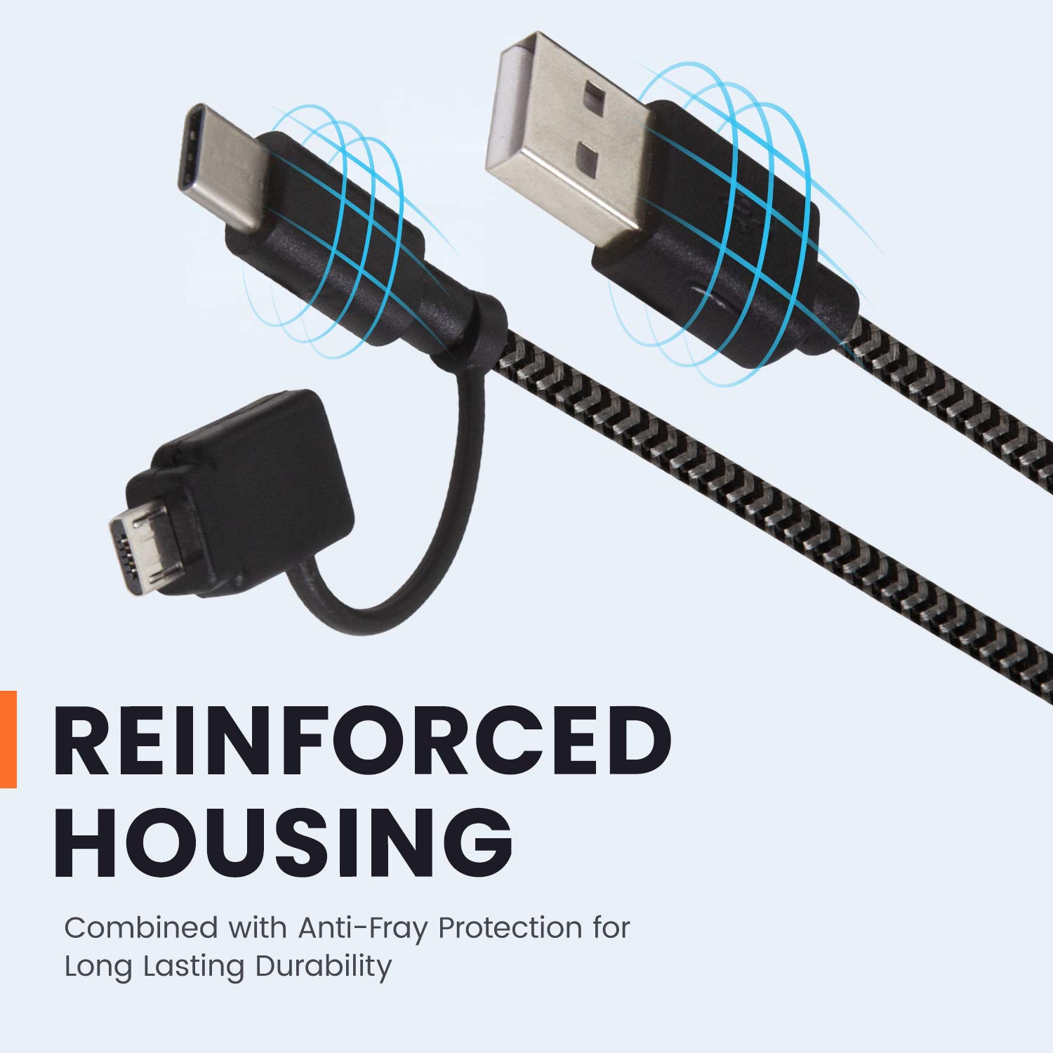 ReTrack Helix Braided Nylon USB-A to USB-C Charging Cable - 5ft Fast Charging & Data Sync Cord - Durable Micro USB Cable for Smartphones, Tablets & Laptops - Perfect for Home, Office & Travel Use