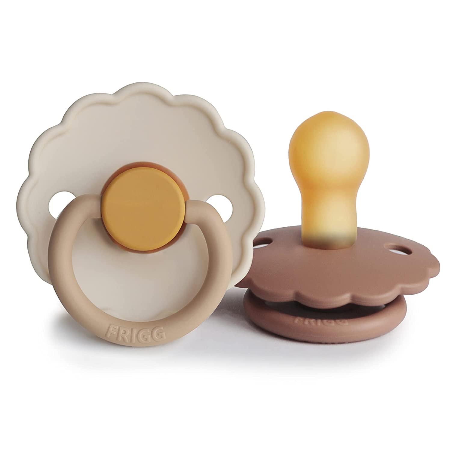 Natural Rubber Pacifier for Babies - 2 Pack with Chamomile & Peach Bronze Scent - Soothing Teething Relief for Newborns & Infants - Perfect for Daycare, Travel, and Bedtime Comfort