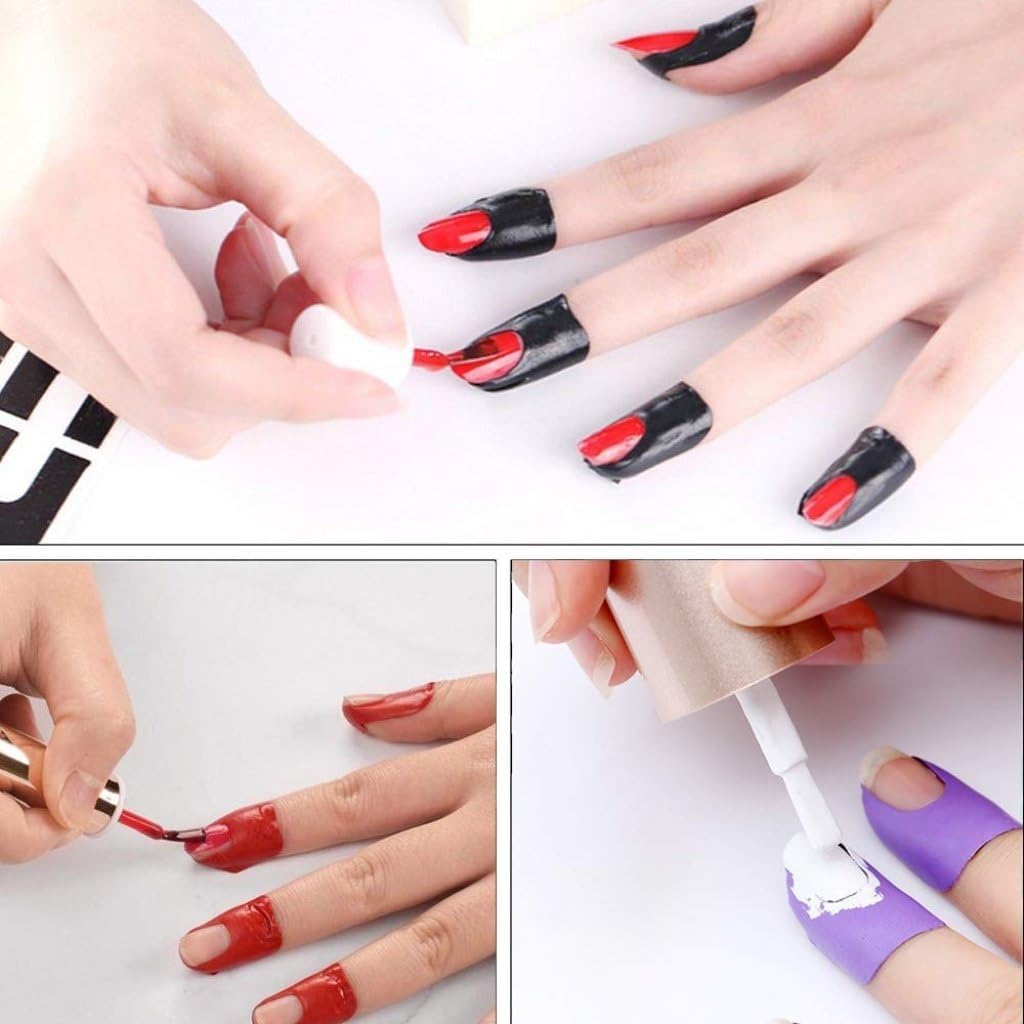 U-Shape Nail Polish Protector for Fingers - Peel Off Cuticle Guard Stickers for Nail Stamping, Painting & Manicure (5 Pack) | Prevent Polish Smudges & Mess - Perfect for DIY Nail Art at Home or Salon
