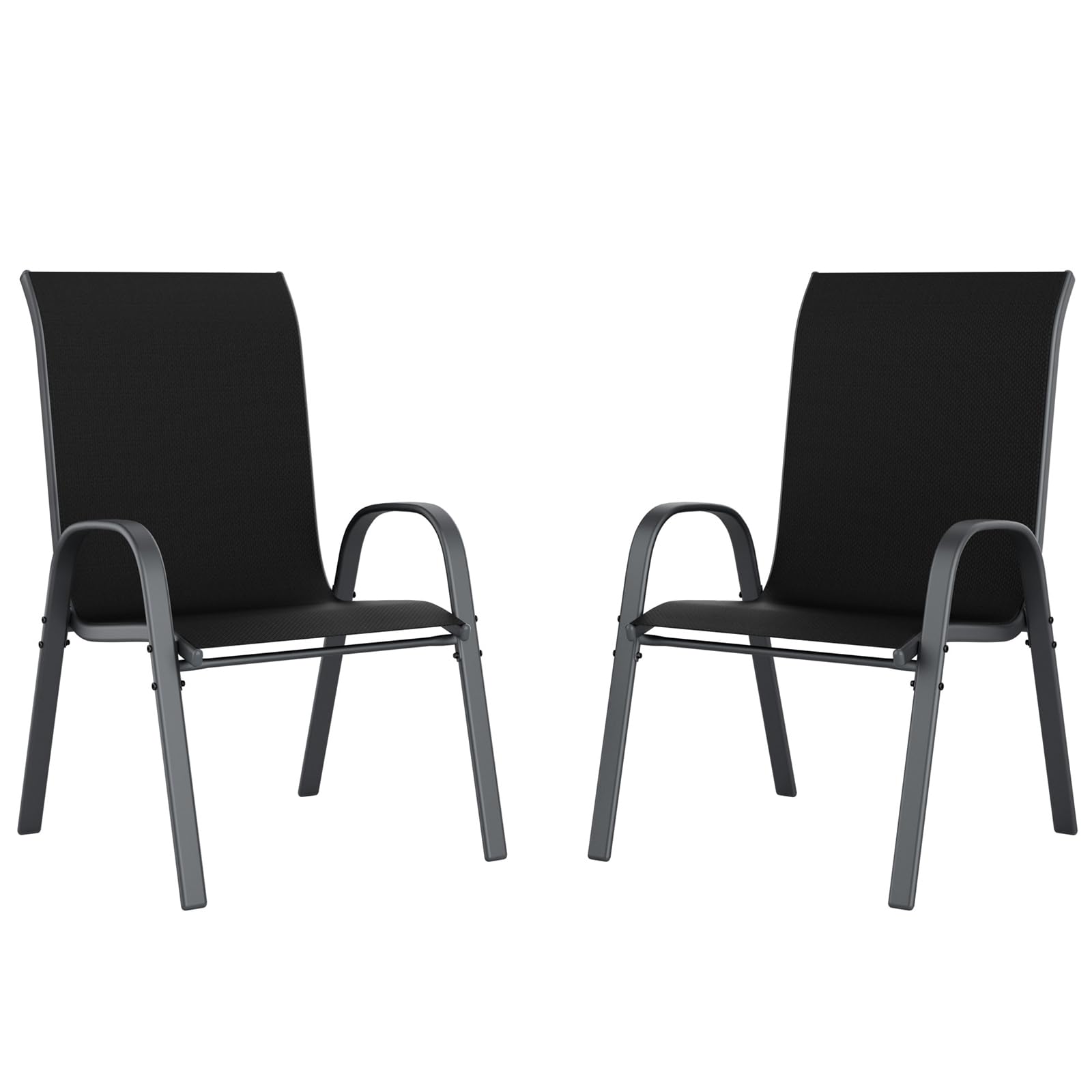 **UDPATIO 2-Piece Stackable Patio Chairs Set – All-Weather Outdoor Dining Chairs with Breathable Textilene Fabric, 350LB Capacity – Perfect for Garden, Backyard, Deck, Poolside & BBQ (Black)**