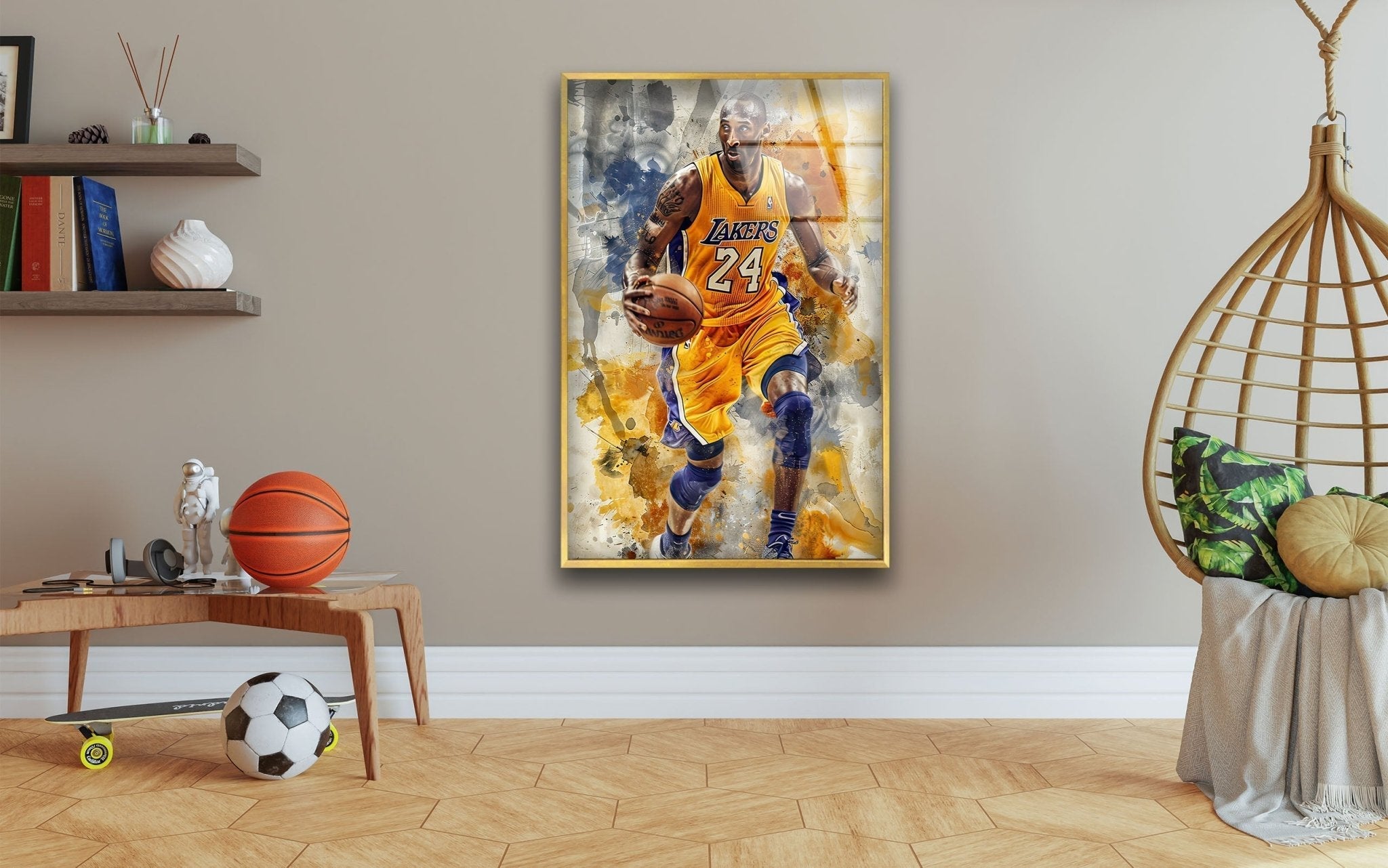 Kobe Bryant Basketball Wall Art - Stained Glass Tribute for Lakers Fans - Perfect for Home, Office, and Sports Memorabilia Collections