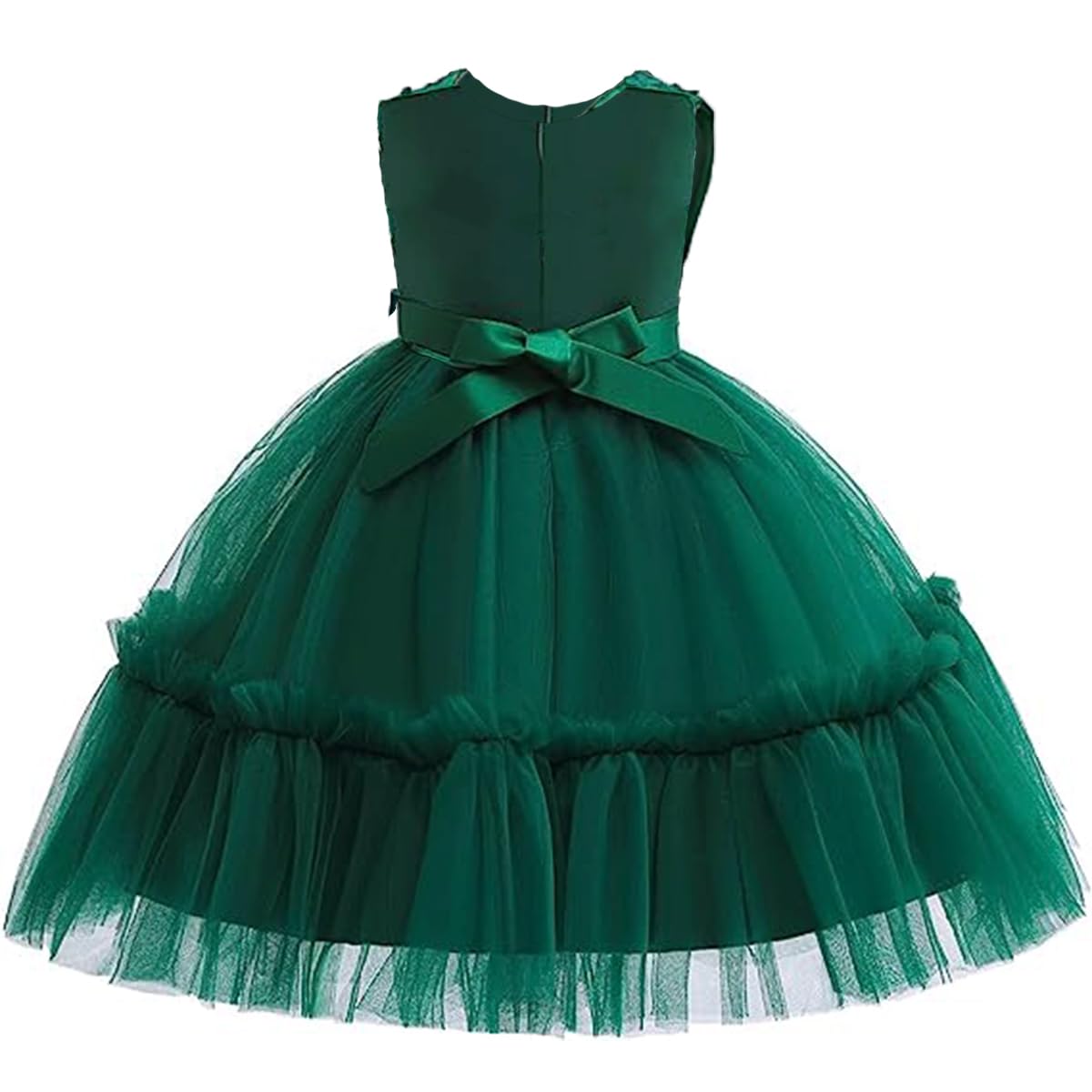 TIUJI Girls Christmas Dress with Lace Flower - Elegant Flower Girl Wedding Dress, Prom Pageant Birthday Party Formal Gown for Toddler Girls | Perfect for Holiday Photos, Special Occasions & Festive Celebrations