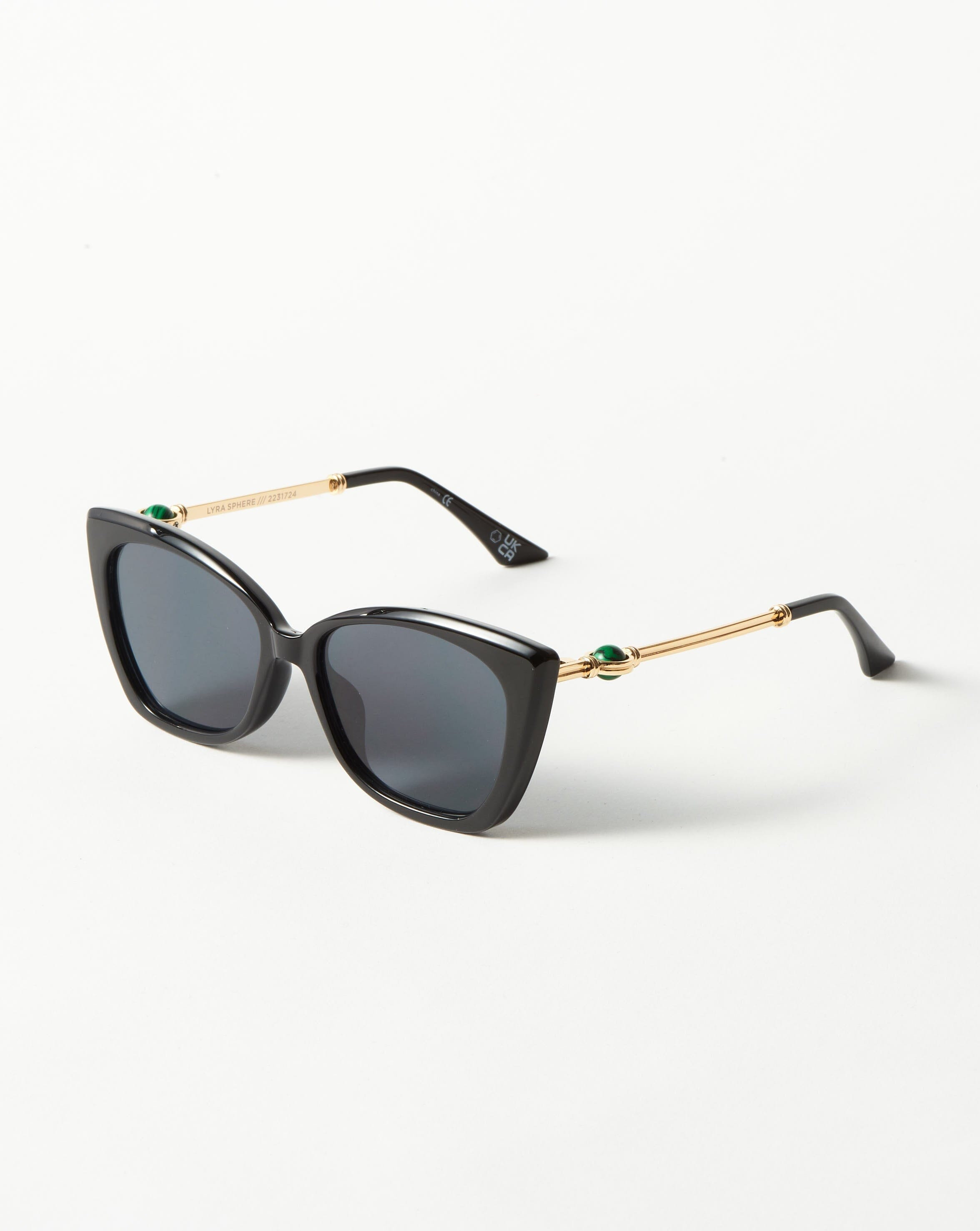 Le Specs Lyra Sphere Cat Eye Sunglasses for Women - Black/Malachite Gradient Lens - UV Protection - Retro Fashion Accessories for Beach, Driving & Outdoor Activities