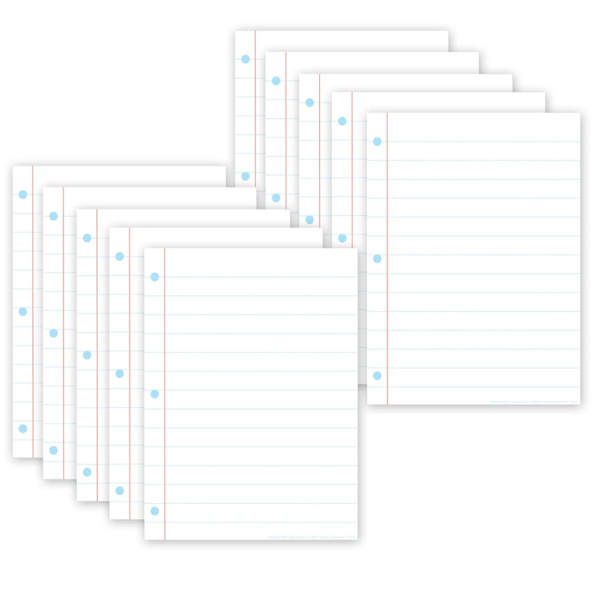 Ashley Productions ASH97000 Smart Poly Poster Mat - 10 Pack White Notebook Paper for Classroom, Office & Home Decor - Durable, Reusable & Easy to Clean Learning Display
