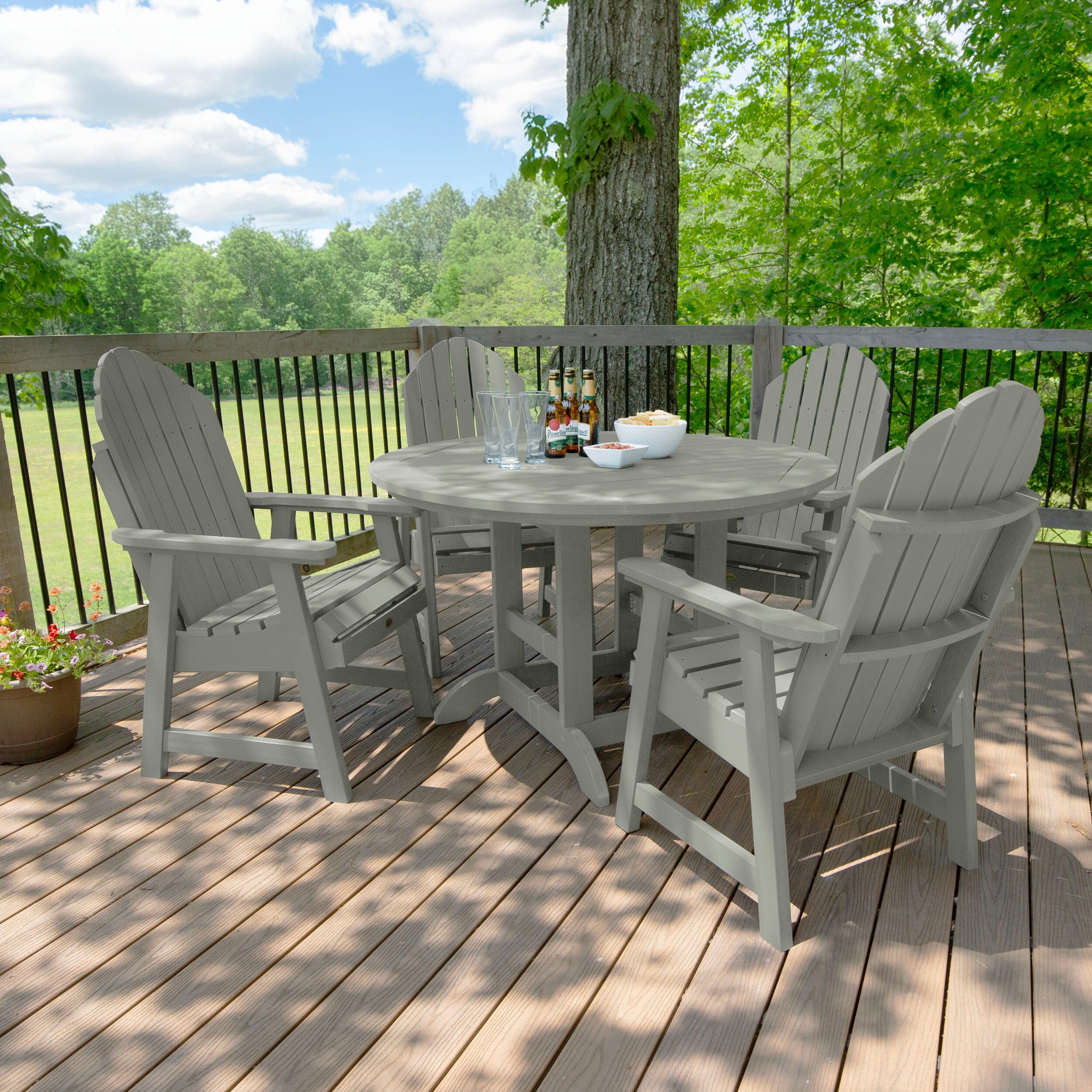 Hamilton 5-Piece 48-Inch Round Dining Table Set with Chairs - Perfect for Indoor Dining Rooms, Kitchens & Outdoor Patios