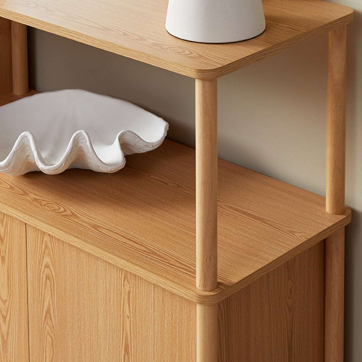 Eden Low Shelf with Storage - Natural Wood Organizer for Bedroom, Living Room & Office - Perfect for Books, Decor & Storage Baskets