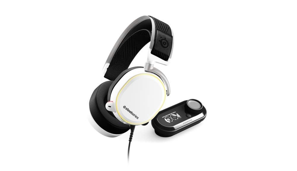 SteelSeries Arctis Pro + GameDAC Wired Gaming Headset with Hi-Res Audio - Premium DAC & Amp for PS5, PS4, PC - White - Perfect for Competitive Gaming & Immersive Audio Experience