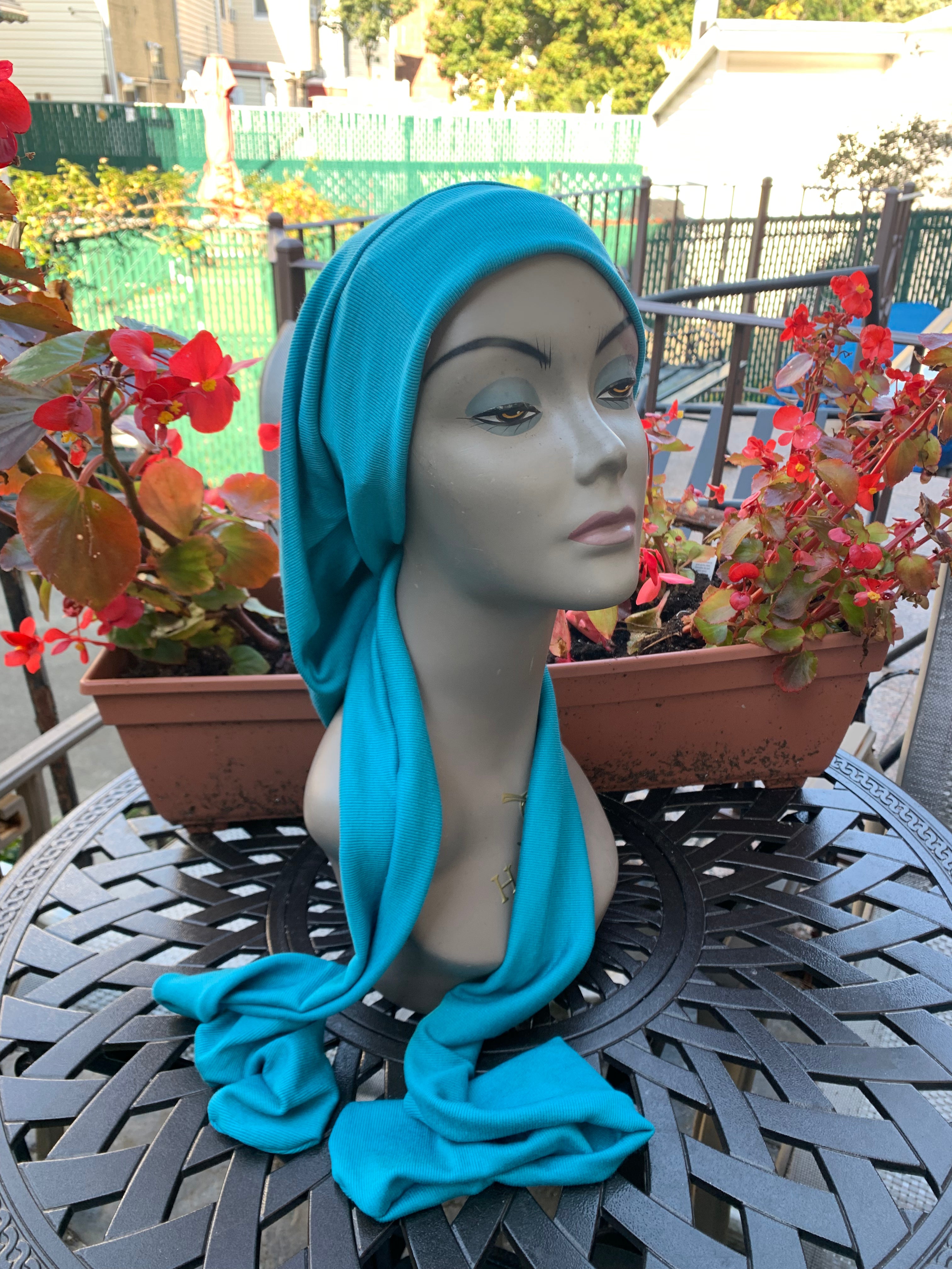 Uptown Girl Headwear Turquoise 10-Way Tie Head Scarf - Premium Hair Wrap & Tichel for Women | Made in USA | Perfect for Yoga, Church, Beach & Everyday Style