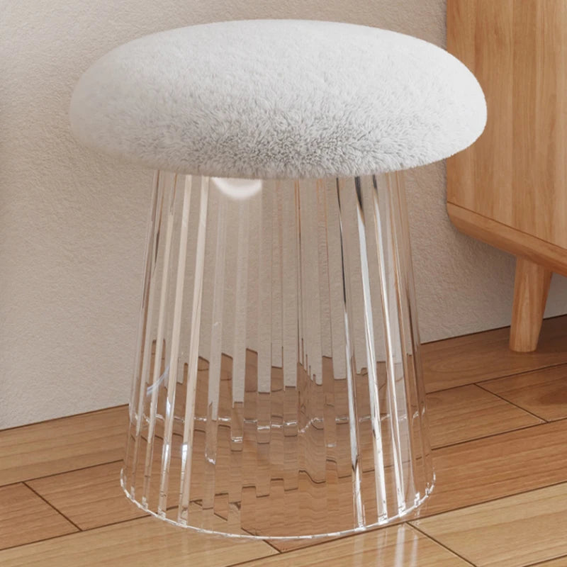 Nordic Mushroom Acrylic Stool - Modern Mushroom-Shaped Side Table for Living Room, Bedroom, or Kids Room - Durable Acrylic Furniture for Home Decor