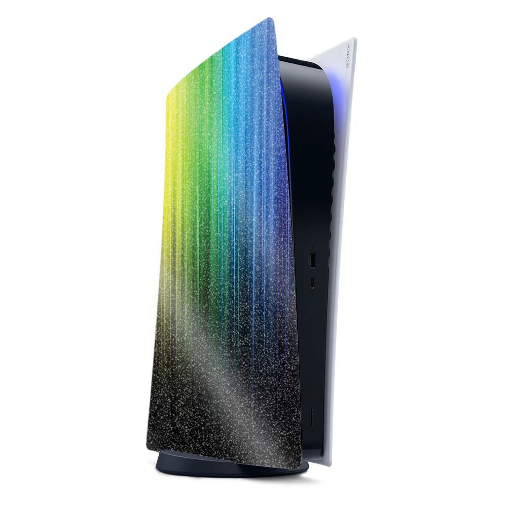 Glossy Glitter PS5 Skin - Rainbow Streaks | Durable Gaming Cover for Playstation 5 Digital Edition | Easy Apply for Stylish Protection