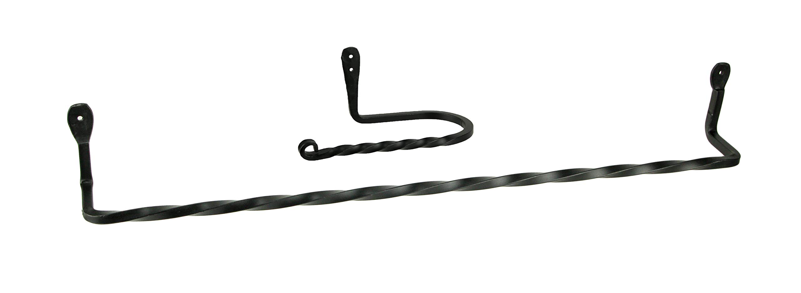 Hand Forged Wrought Iron Towel Bar and Toilet Paper Holder Set - Wall Mounted Bathroom Organizer for Rustic Farmhouse Decor