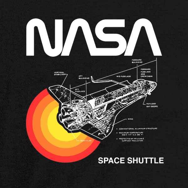 NASA Approved Space Shuttle Diagram Long Sleeve T-Shirt - Pop Threads Graphic Tee for Astronomy Lovers & Science Enthusiasts - Perfect for Casual Wear, Space Themed Events & STEM Education