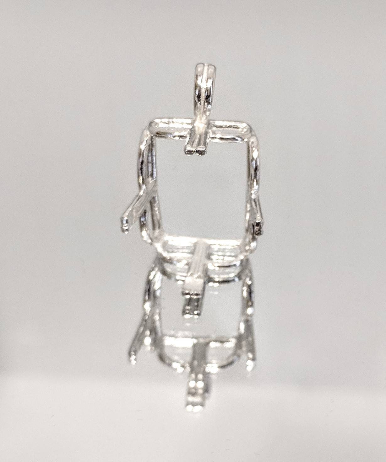 10x8mm & 20x15mm Emerald Cut Pendant Setting - Solid Sterling Silver or 14K Gold (Yellow/White) - Handcrafted in USA - Perfect for Engagement Rings, Anniversary Gifts & Jewelry Making