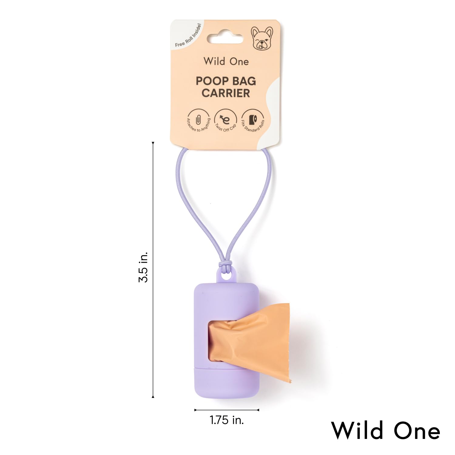 Wild One Dog Poop Bag Holder & Dispenser - Leak Proof with Leash Attachment & Easy Twist Top for Refills (Includes 1 Box Bags) - Black | Perfect for Walks, Hikes & Outdoor Adventures with Your Dog