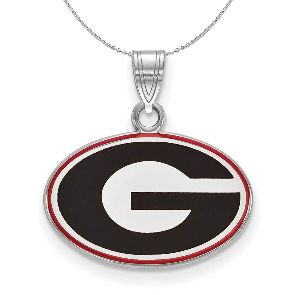 Georgia Bulldog Enamel Pendant Necklace - Sterling Silver for Gameday
