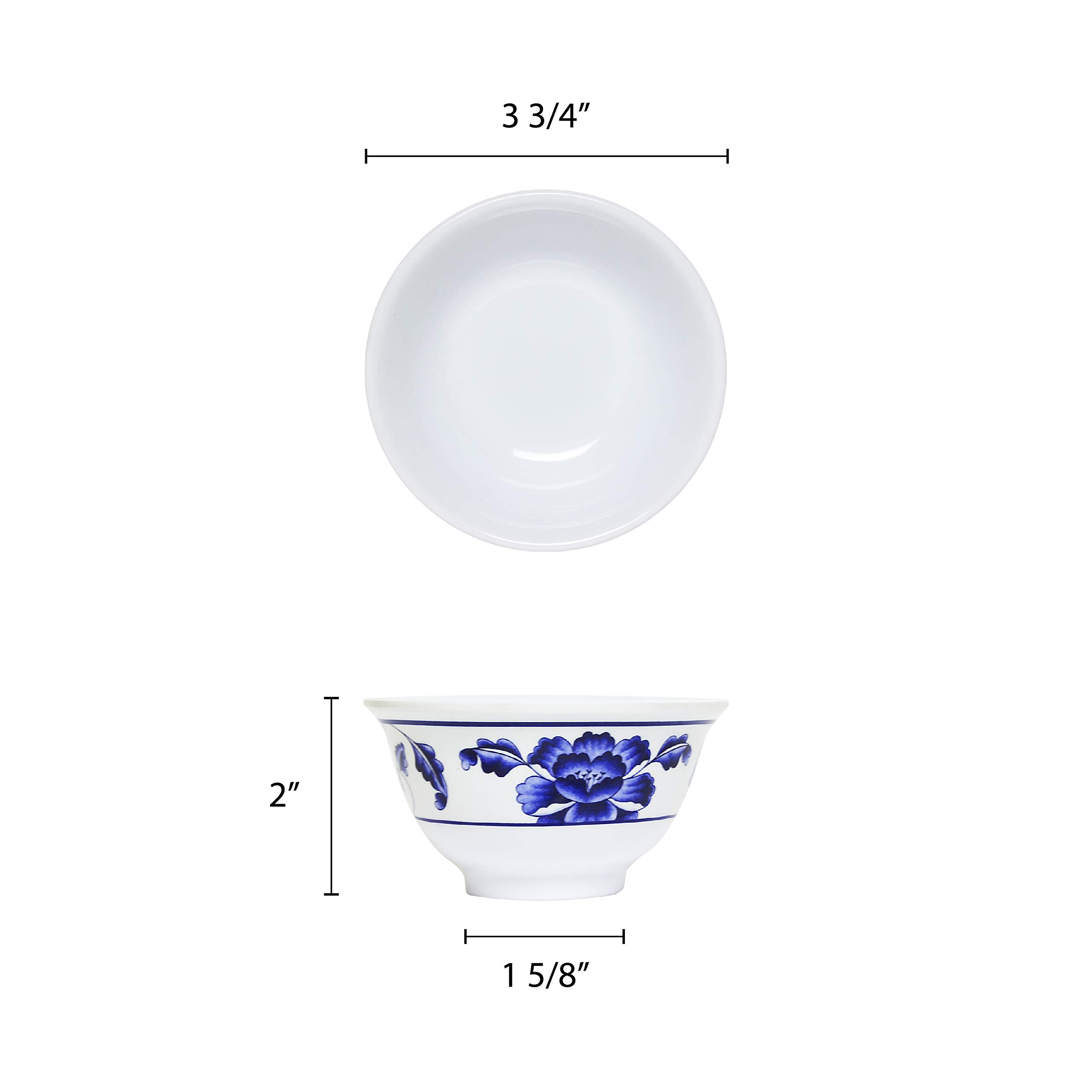 Premium 6 oz Melamine Rice Bowl Set of 12 - Durable & Lightweight Dinnerware for Restaurants, Picnics, and Outdoor Dining - BPA-Free Dishwasher Safe Tableware