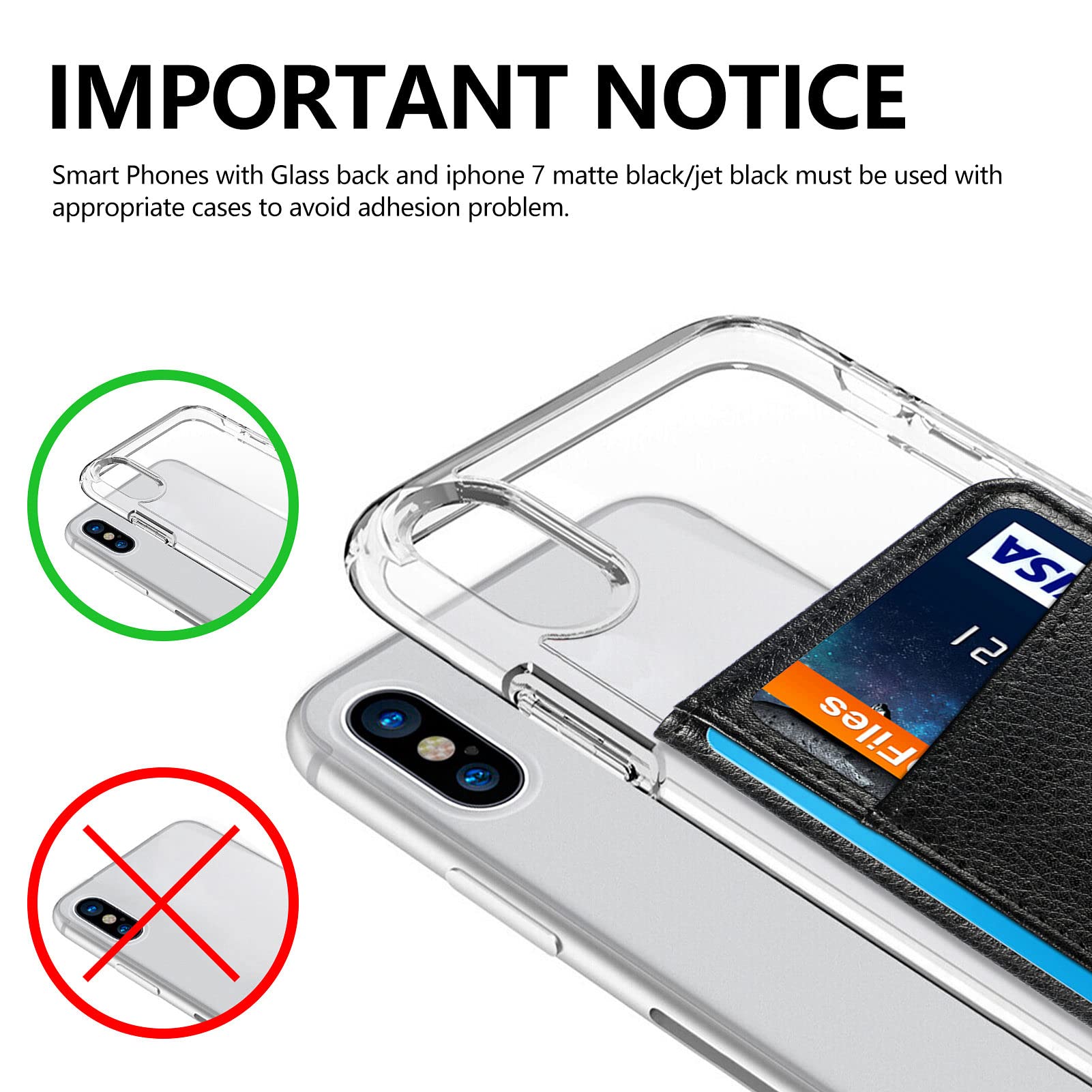 Stick-On Phone Wallet Case - Slim Leather Credit Card Holder for iPhone, Samsung Galaxy & Most Smartphones | Secure RFID Protection | Perfect for Travel, Shopping & Everyday Use (Black)