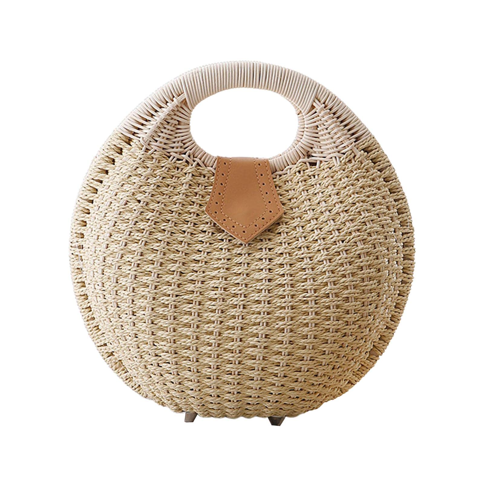 Milageto Women's Large Handwoven Straw Tote Bag with Retro Handle - Perfect for Beach, Picnic, and Summer Outings