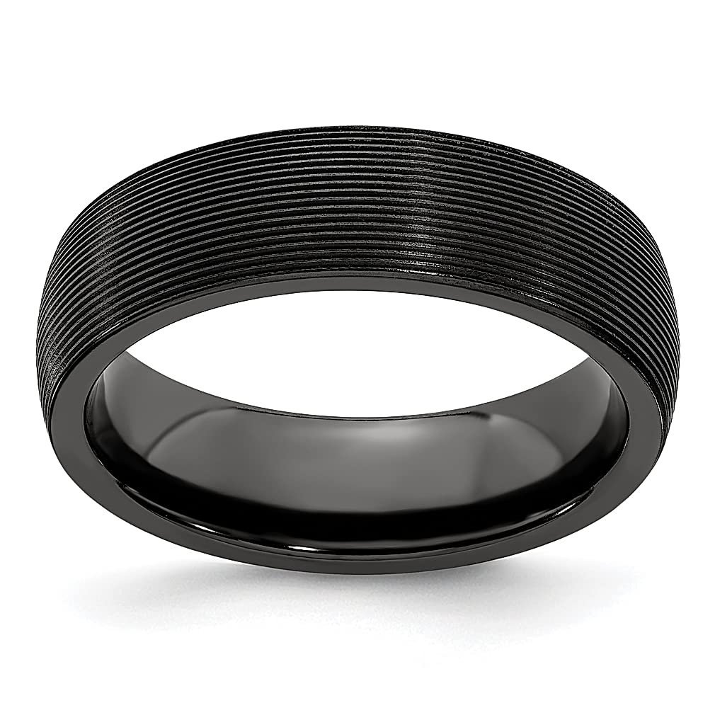 Edward Mirell 6mm Titanium Black Domed Textured Wedding Band Ring for Men - Classic Fashion Jewelry Gift for Husband, Dad & Boyfriend - Perfect for Anniversaries, Engagements & Special Occasions