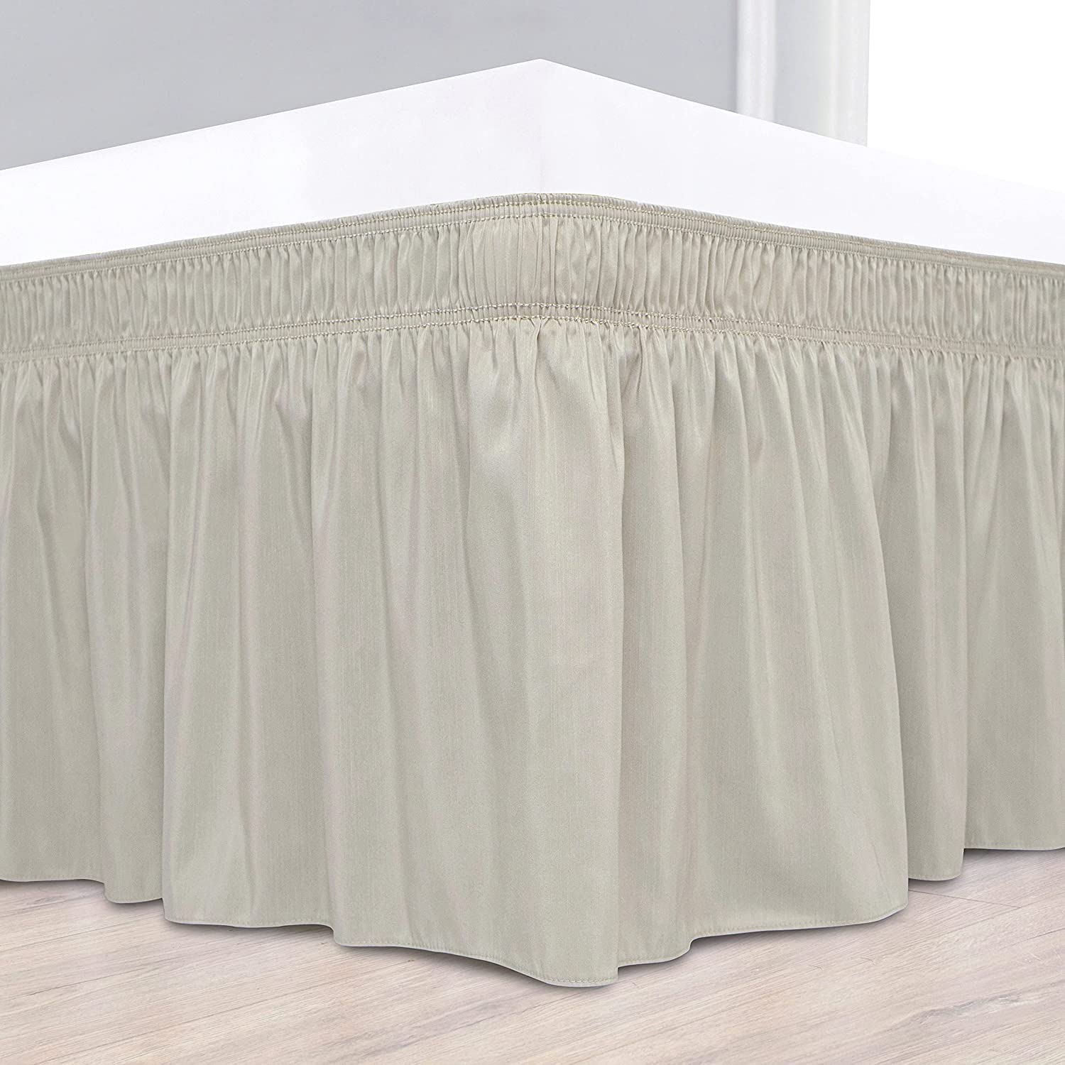 Premium 100% Egyptian Cotton 600 TC Wrap Around Bed Skirt with Adjustable Elastic Belt - 14