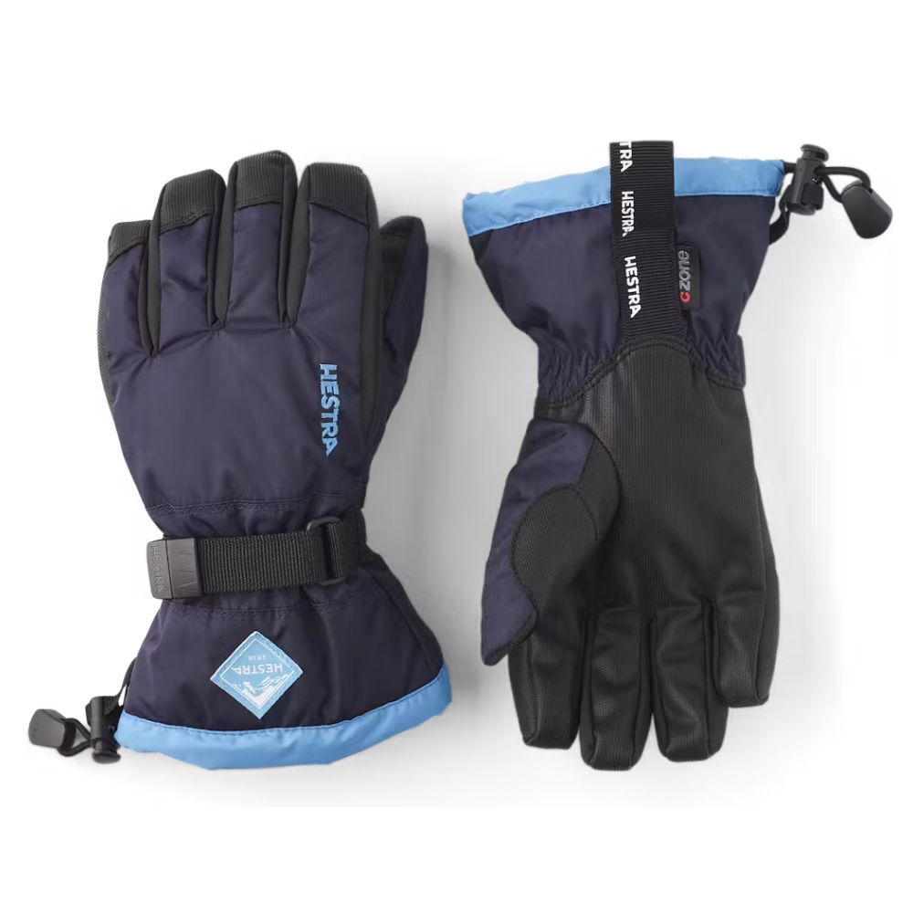 Hestra Czone Kids Ski Gloves - Waterproof & Warm Winter Gloves for Boys & Girls (Navy/Sky Blue) - Perfect for Skiing, Snowboarding & Outdoor Winter Activities