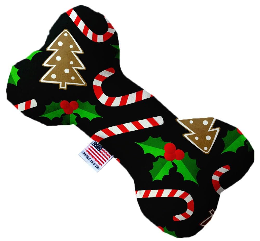 Christmas Pet Plush Heart & Bone Dog Toy - Candy Cane Lane Collection (8 Styles, Multiple Sizes) | Soft Chew Toy for Puppies & Small Dogs | Holiday Gift for Pets