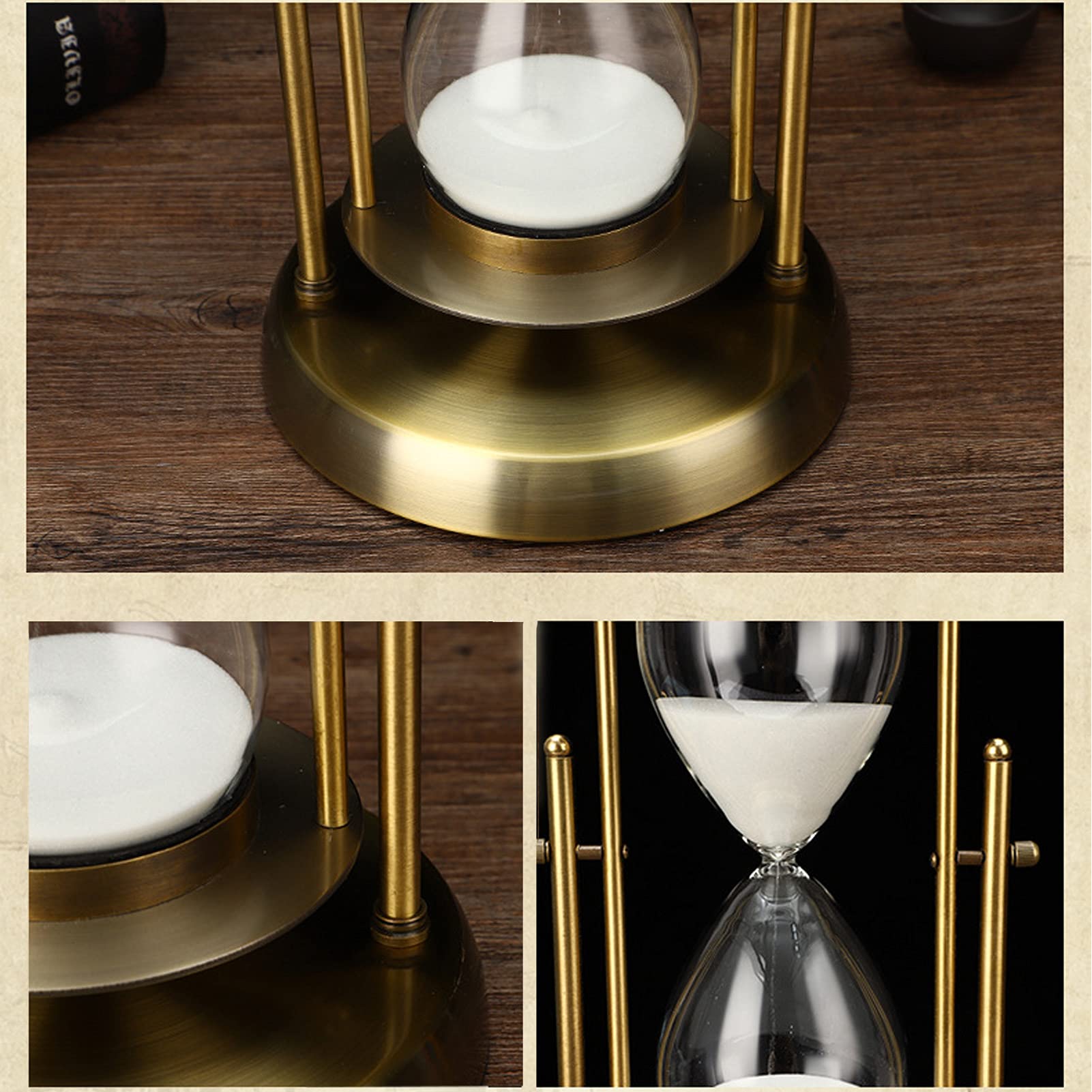 Antique Hourglass Sand Timer - 60 Minute Metal White Sand Visual Timer with 360° Rotation | Perfect for Cooking, Office, Wedding & Home Decor | Kitchen Timer, Meditation Aid & Decorative Centerpiece