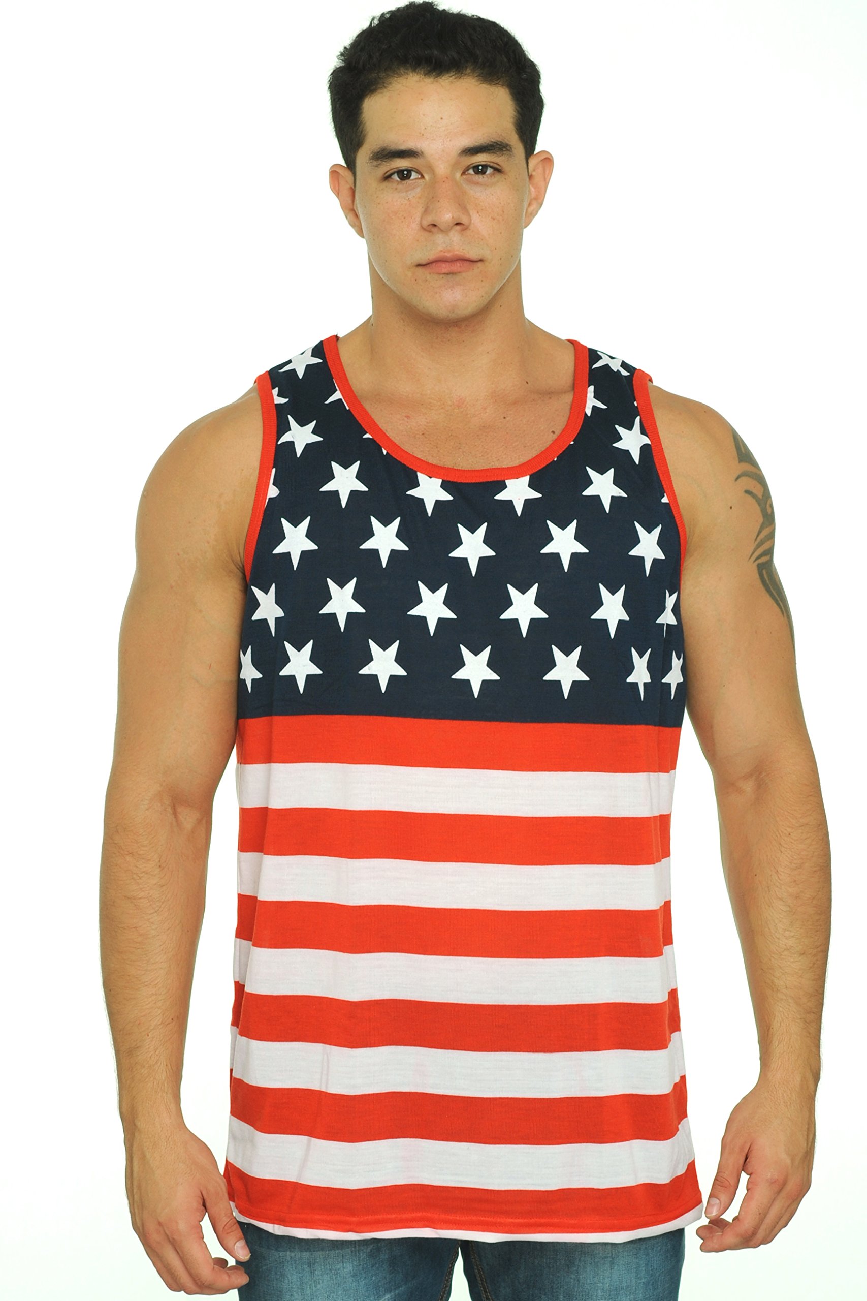 USA Flag Tank Top for Men - Patriotic Stars & Stripes Muscle Shirt | Perfect for 4th of July, BBQ & Summer Outings