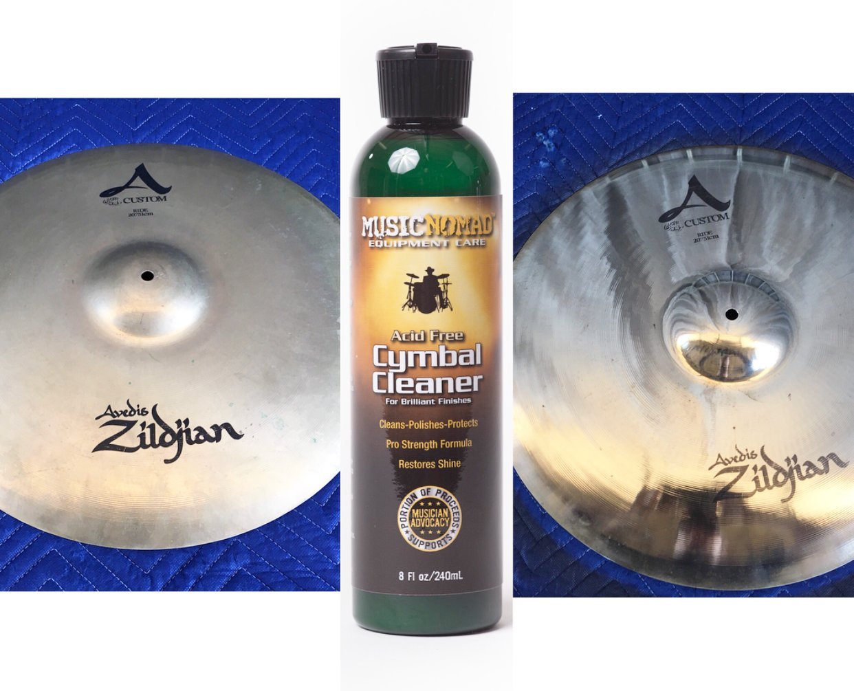 MusicNomad Premium Cymbal Cleaner for Brilliant Finishes - 8 oz (MN111) | Professional Brass & Cymbal Polish for Drum Kits, Jazz & Orchestral Performances