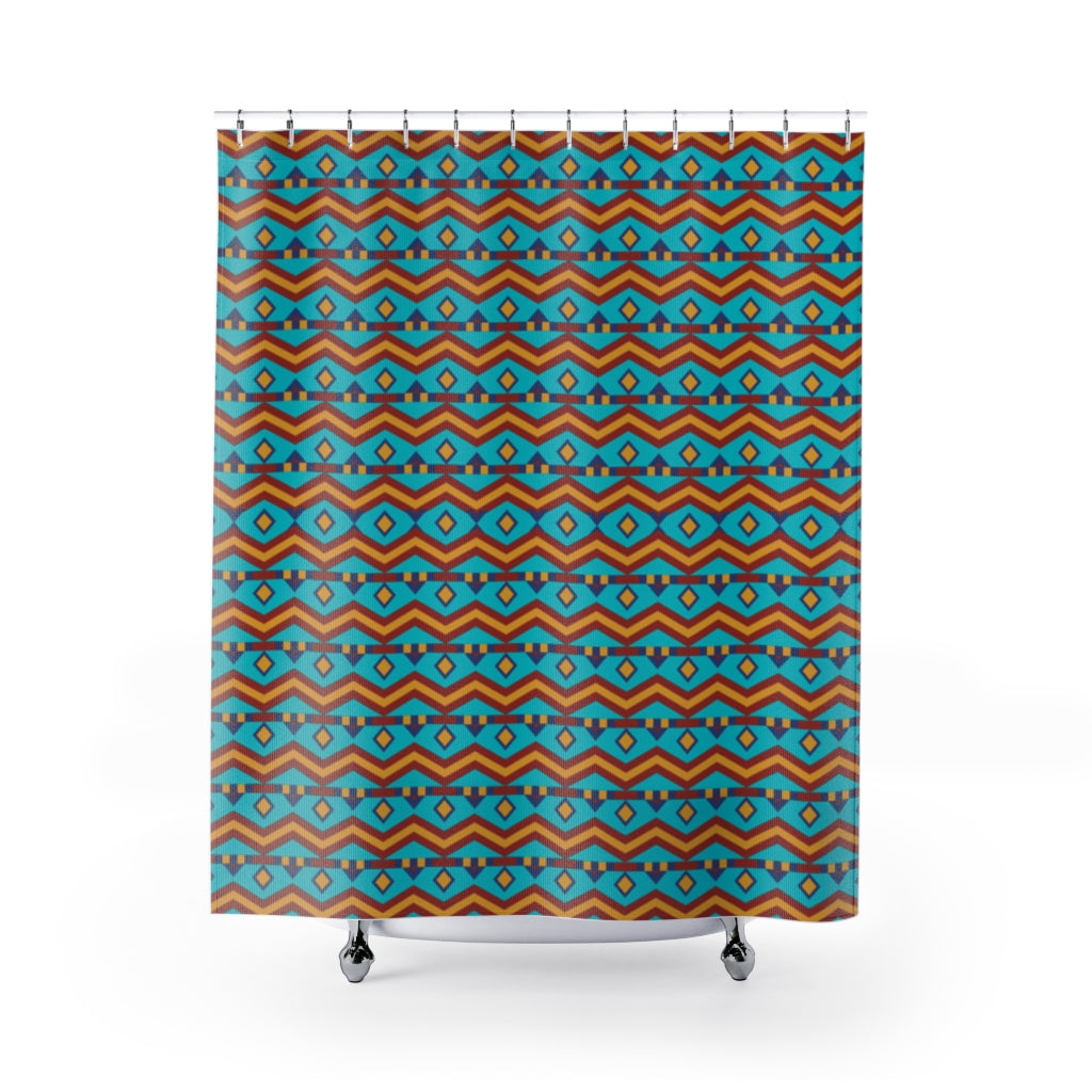 Southwestern Style Shower Curtain - Waterproof Bathroom Decor with Geometric Patterns | Perfect for Boho, Ranch & Desert Themed Bathrooms