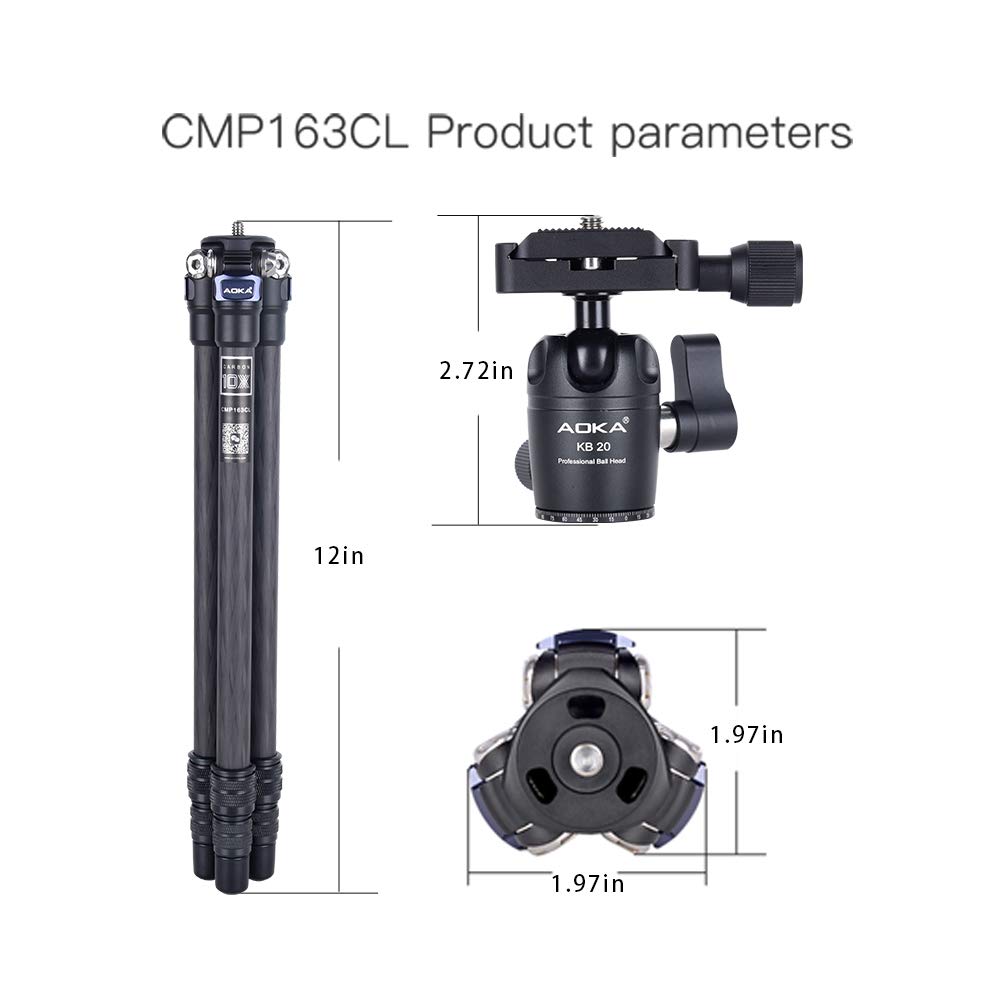 Lightweight Carbon Fiber Tripod - 28 Inch Compact Travel Tripod with 360° Ball Head for Smartphones & Mirrorless Cameras | Perfect for Vlogging, Photography & Outdoor Adventures (Black, 1.1lb)