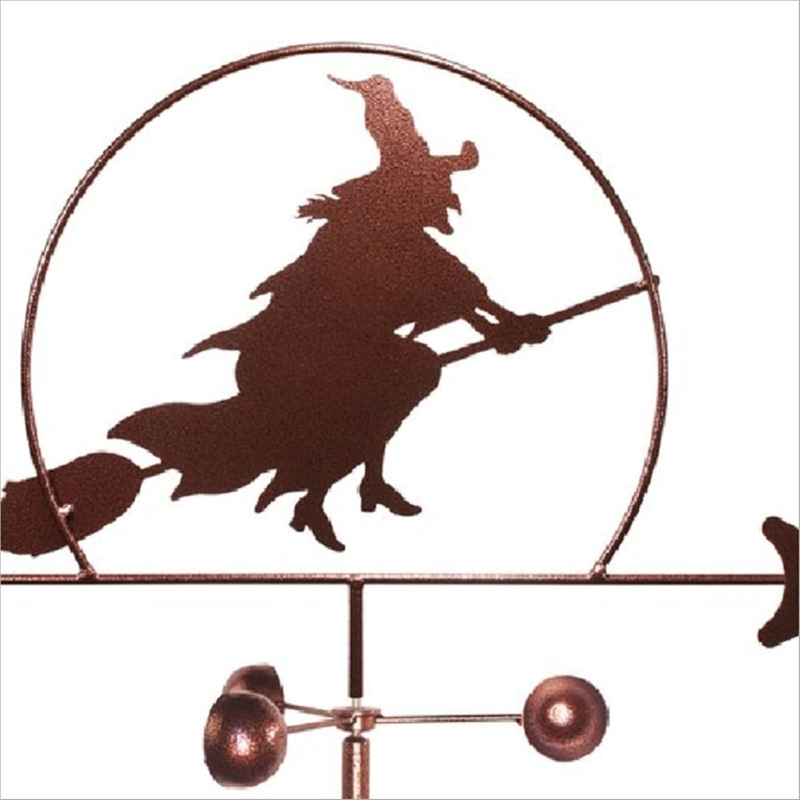 Cast Iron Witch on Broomstick Weathervane - Rustic Roof Mount Wind Direction Indicator for Garden, Yard & Home Decor | Perfect for Halloween, Witch-Themed Parties & Gothic Outdoor Decorations