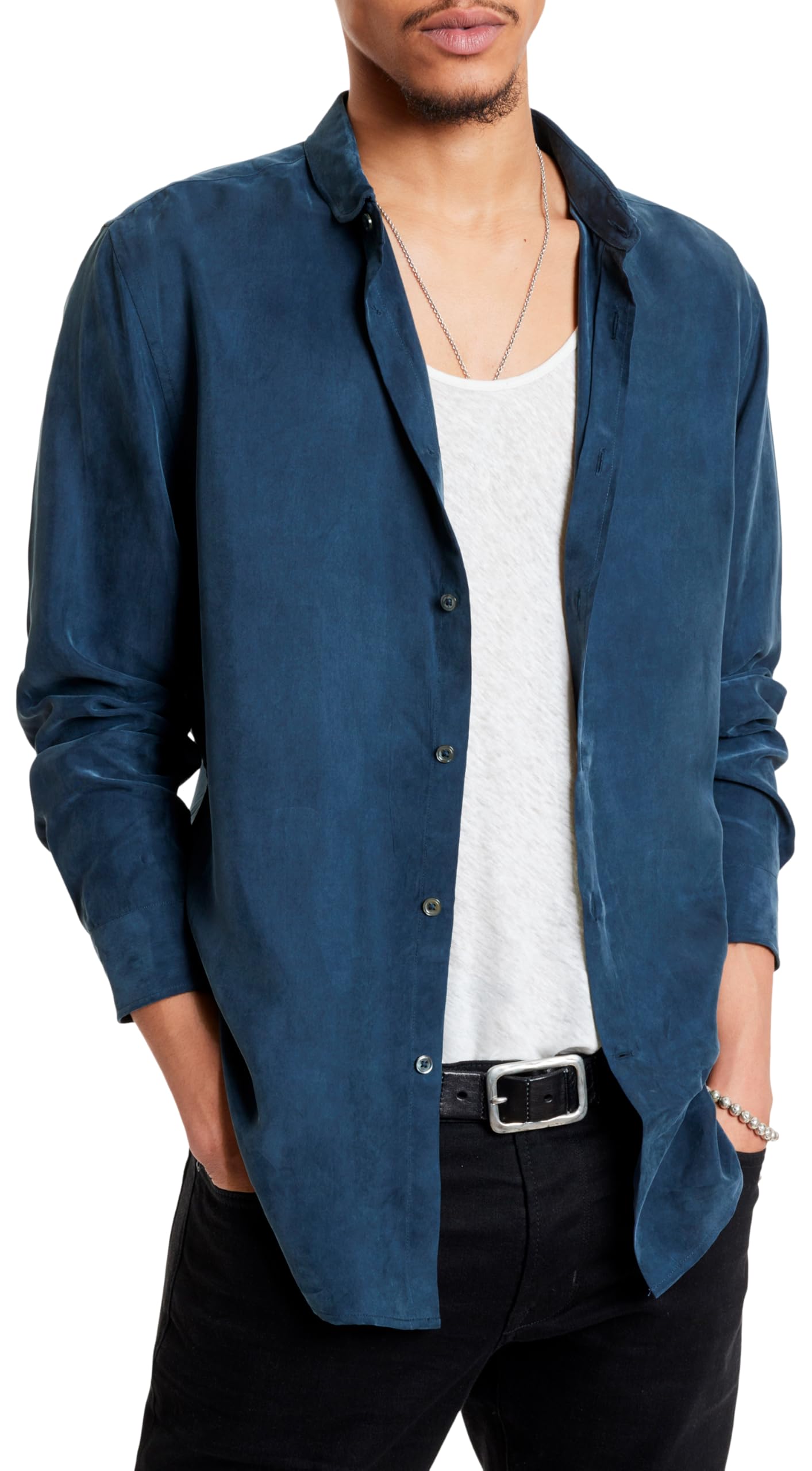 John Varvatos Men's Orchard Button-Down Shirt | Premium Cotton Casual Dress Shirt for Men | Perfect for Office, Date Night & Business Casual Outfits