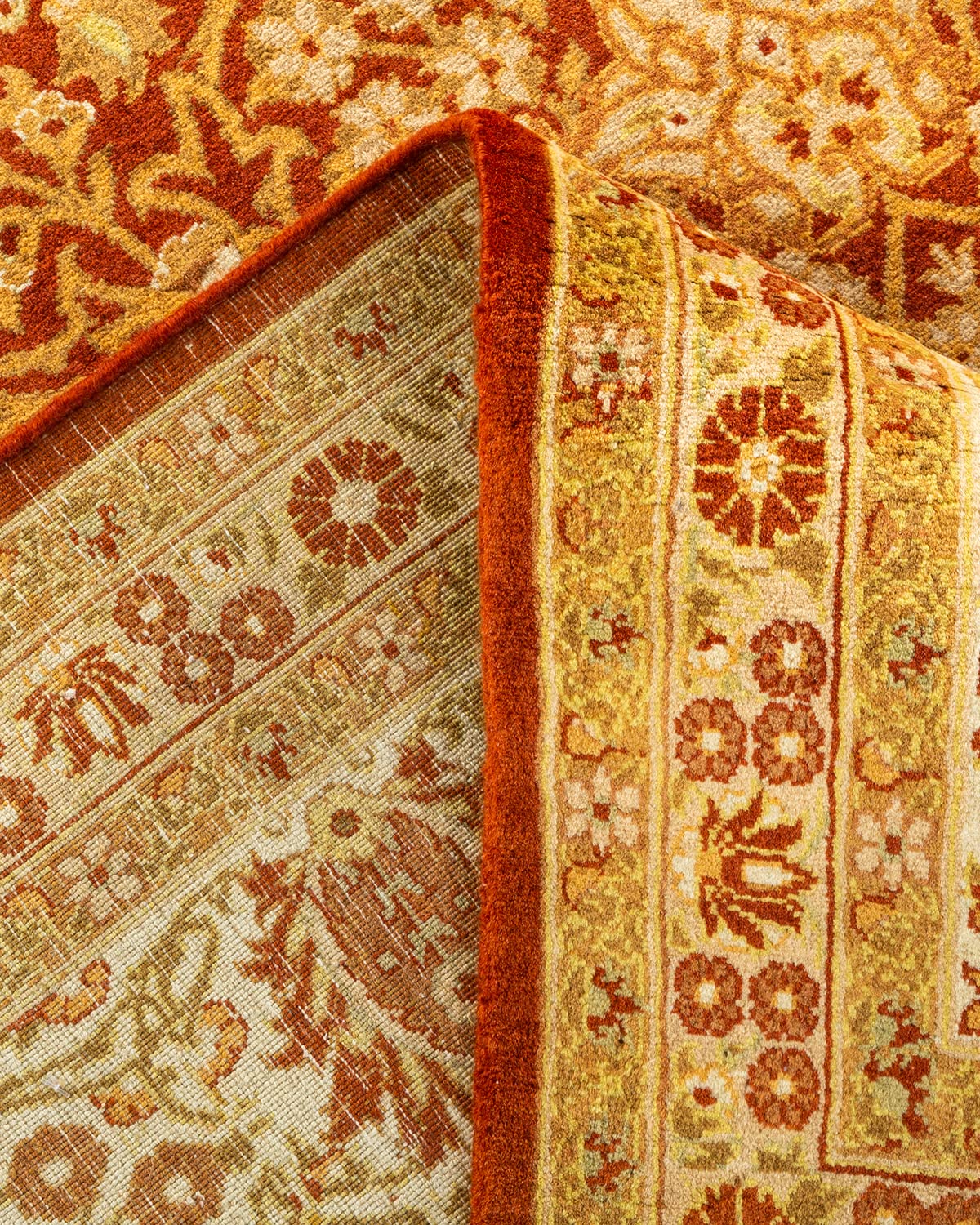Handmade Hand-Knotted Wool Oriental Mogul Orange 8x10 Area Rug - Unique Traditional Design for Living Room, Bedroom & Dining Room Decor