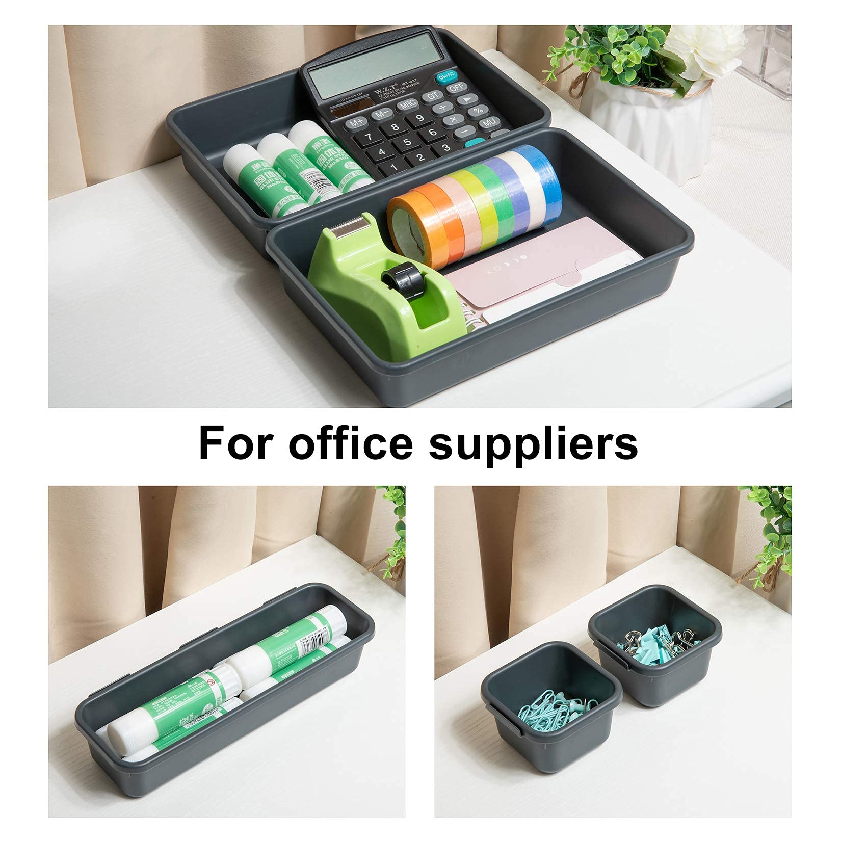 BYCY 32 PCS Interlocking Drawer Organizer Set - 3 Sizes Stackable Tool Box for Office, Bathroom, Kitchen & Makeup Storage | Perfect for Clutter-Free Desks, Vanities & Countertops