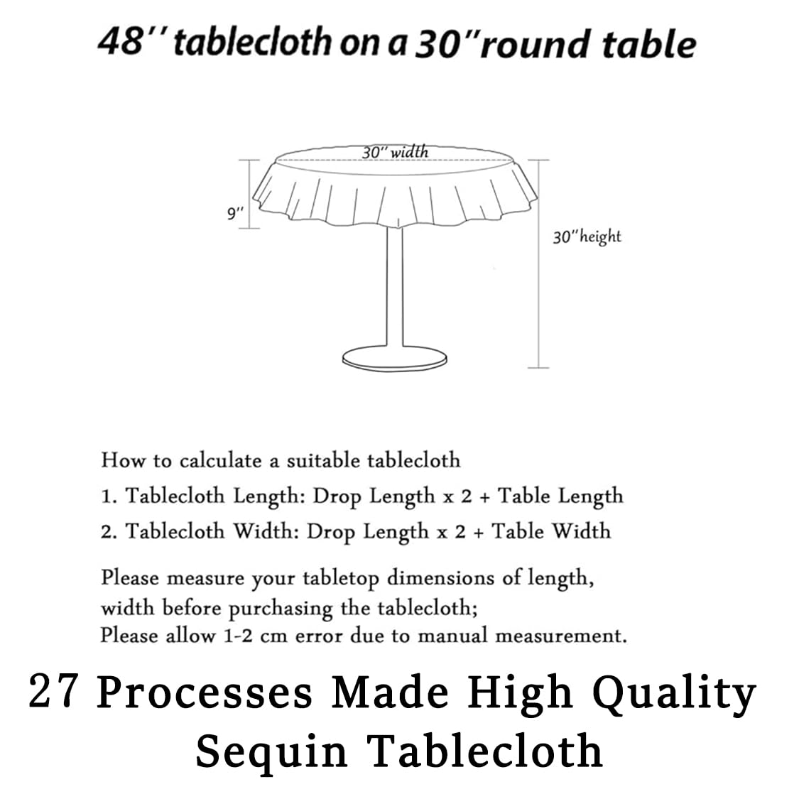 AIXHN 48 Inch Round Red Sequin Tablecloth - Glitter Sparkly Elegant Table Overlay for Weddings, Birthdays, Christmas Decor - Perfect for Cake Tables, Dessert Displays & Party Decorations