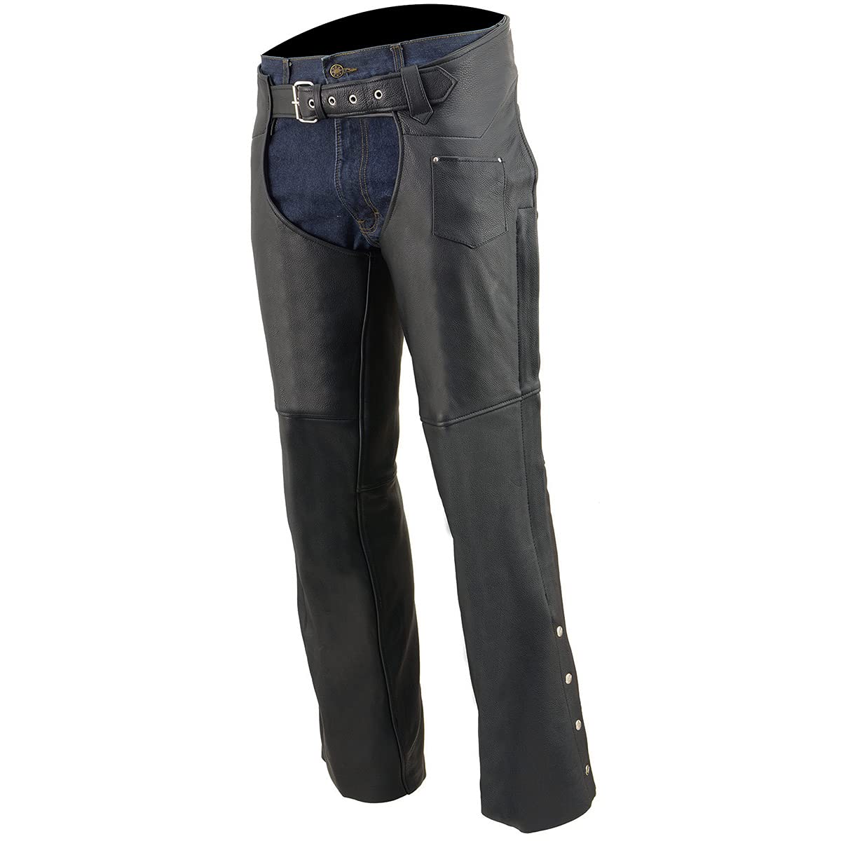 Milwaukee Men's Genuine Cowhide Leather Chaps - Fully Lined for Comfort & Durability | Perfect for Motorcycle Riding, Rodeo & Outdoor Work