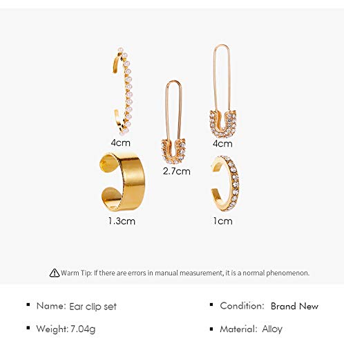 ASMITA 14K Gold 4-5PCS Safety Pin Dangle Earrings with Cubic Zirconia - Cartilage Hoop Earrings Set for Women - Trendy Jewelry for Parties, Weddings & Everyday Wear