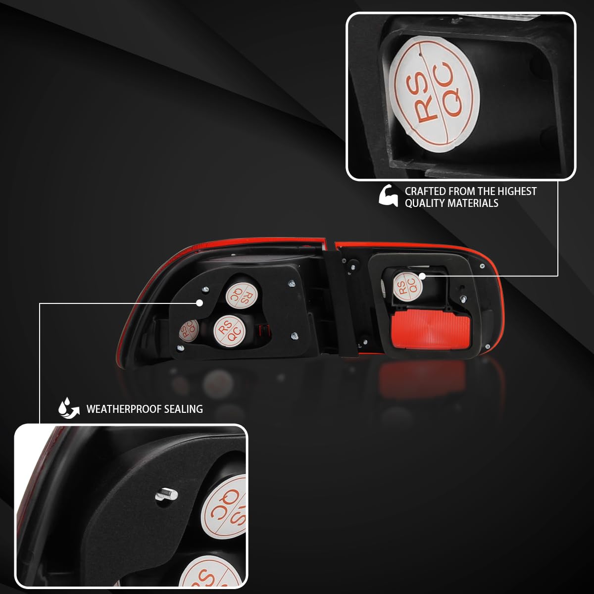 Honda Civic 1992-1995 2Dr/4Dr Red Smoke Lens Tail Lights Pair - Left & Right Taillight Assembly Replacement | Compatible with Sedan & Coupe Models | Enhances Rear Visibility & Style for Night Driving