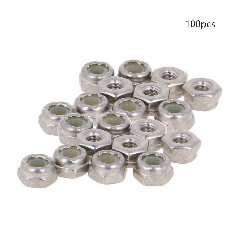 MroMax 4#40 Nylon Insert Hex Lock Nuts - 304 Stainless Steel Hex Drive Fasteners (100pcs) - Industrial & Construction Bolted Joint Hardware for Machinery, Automotive, and Structural Applications