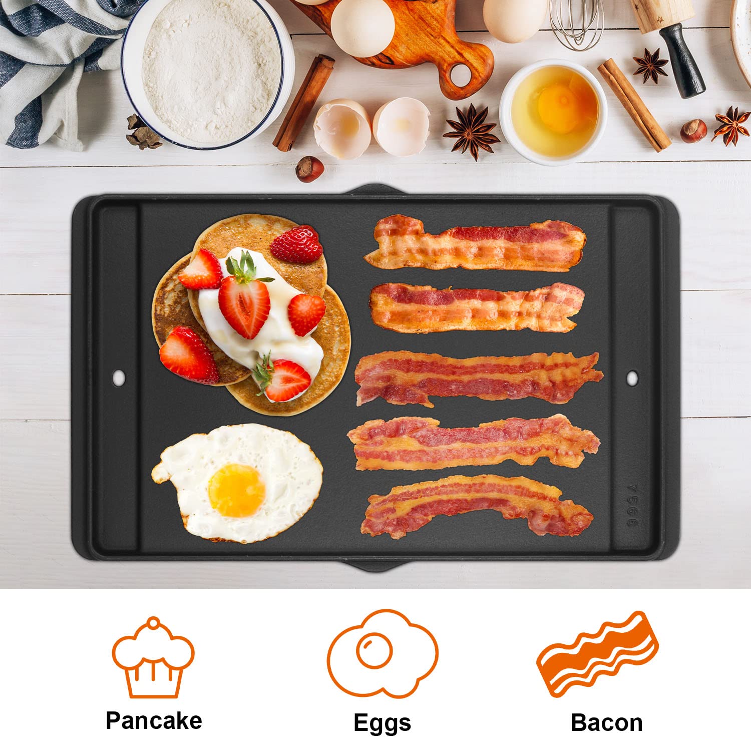 Weber Genesis 300 Series Cast Iron Grill Griddle - Compatible with E-310, S-310, E-320, S-320, E-330, S-330, EP-310, EP-320, EP-330, CEP-310 Gas Grills - Heavy Duty Griddle Accessories (1-Pack) - Perfect for Outdoor BBQ, Camping & Backyard Cooking