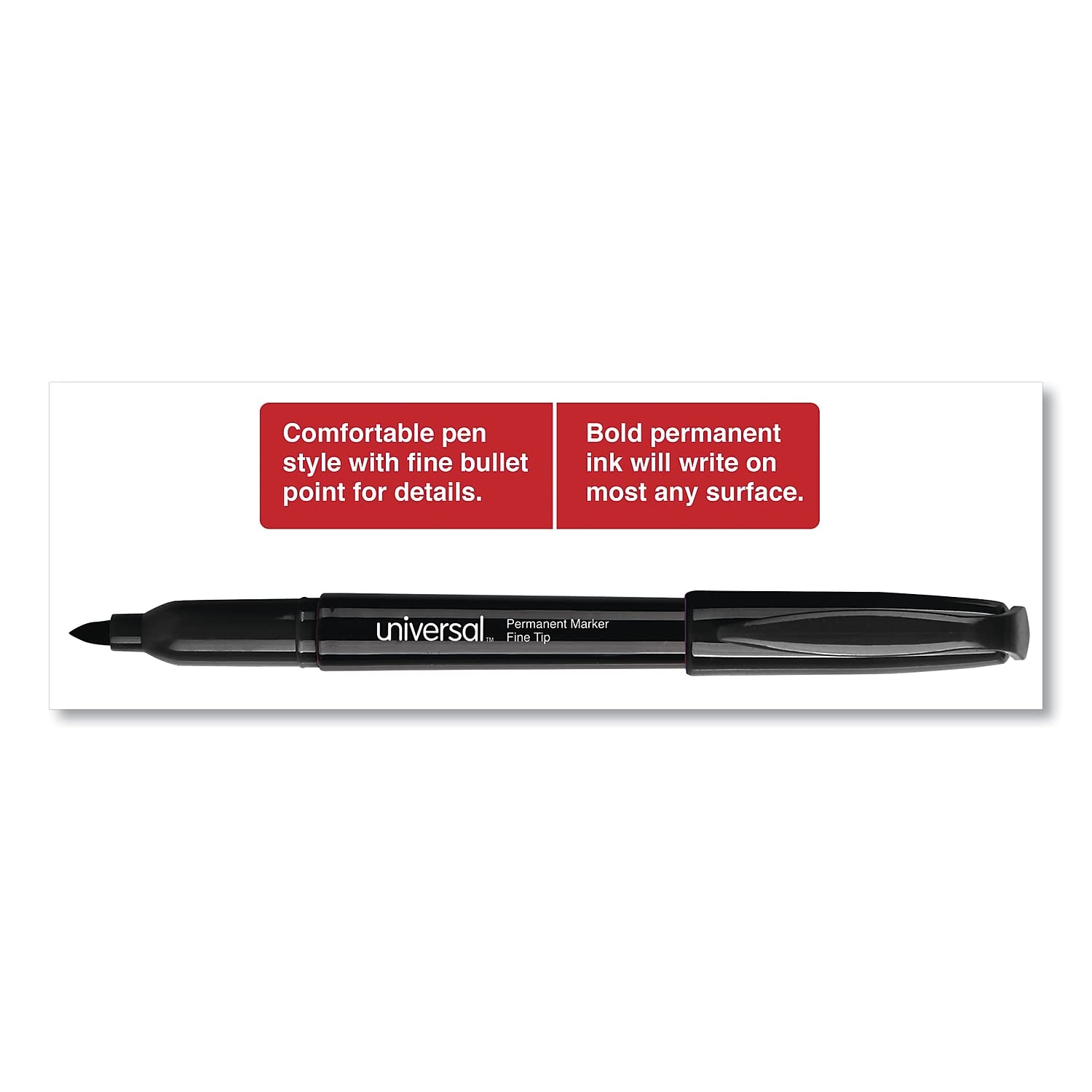 Universal 07070 Fine Point Permanent Marker Pen - Black Ink, 36 Pack - Ideal for Office, School, Labeling & DIY Projects