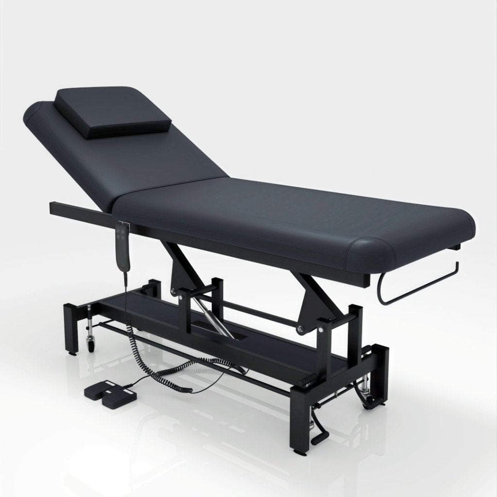 Heavy Duty RMT Electric Treatment & Medical Examination Bed - 1 Motor, Reinforced Thick Frame (Black) | Ideal for Chiropractic Clinics, Physical Therapy & Home Healthcare Use
