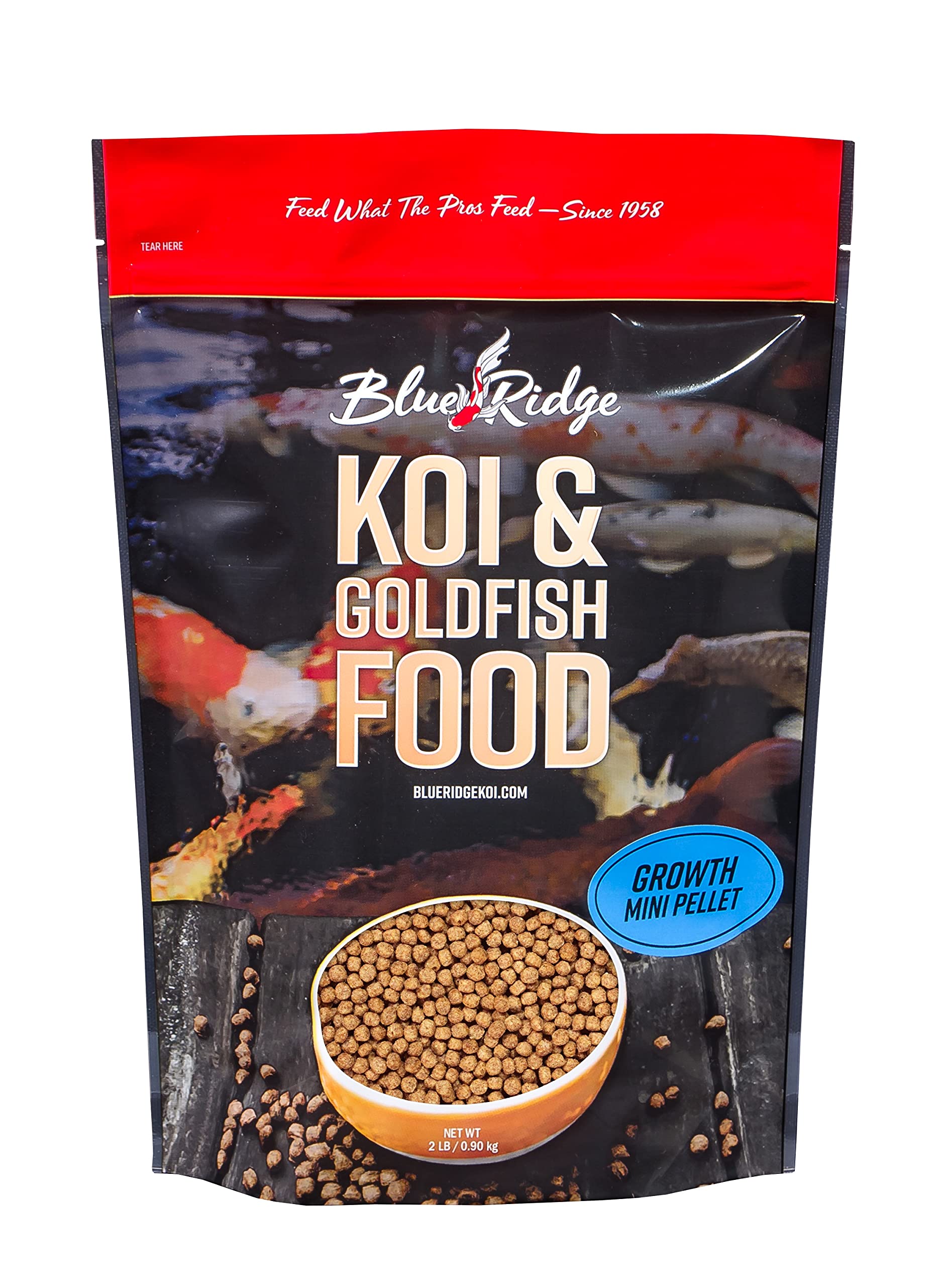 Premium Blue Ridge Fish Food Pellets - High Protein Koi & Goldfish Growth Formula | Mini Floating Pellets for Balanced Nutrition | Ideal for Ponds, Aquariums & Outdoor Water Gardens