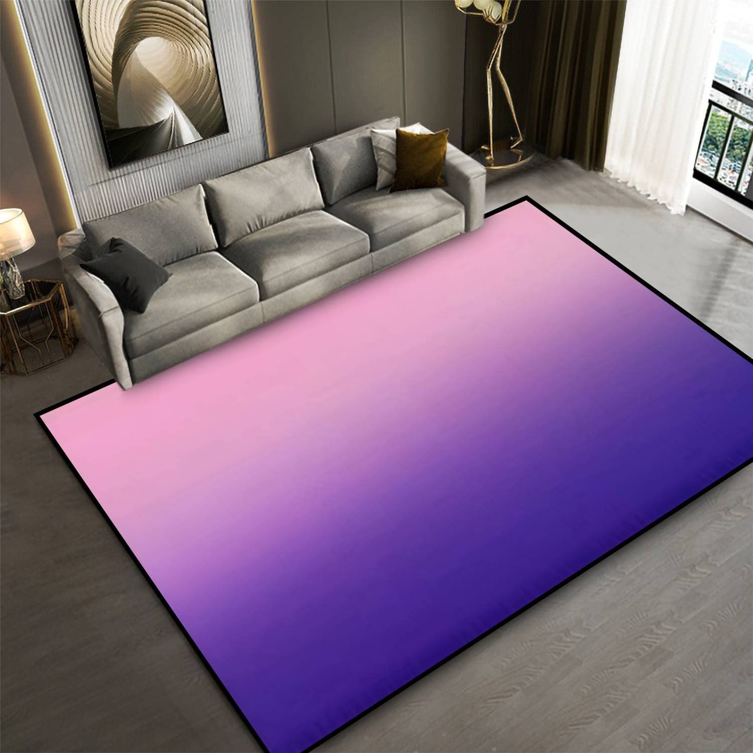 Non-Slip Persian Indigo Purple Gradient Area Rug - Soft Smooth Surface Carpet for Living Room, Bedroom & Kids Room | Indoor/Outdoor Floor Mat, Yoga Mat & Photo Backdrop | Home Decor Essentials