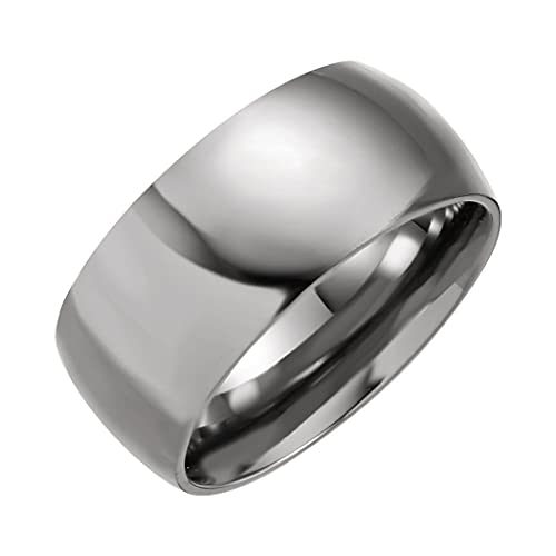 Polished Titanium 10mm Domed Band Ring - Size 13 Jewelry Gift for Women | Wedding, Anniversary, Birthday & Everyday Wear