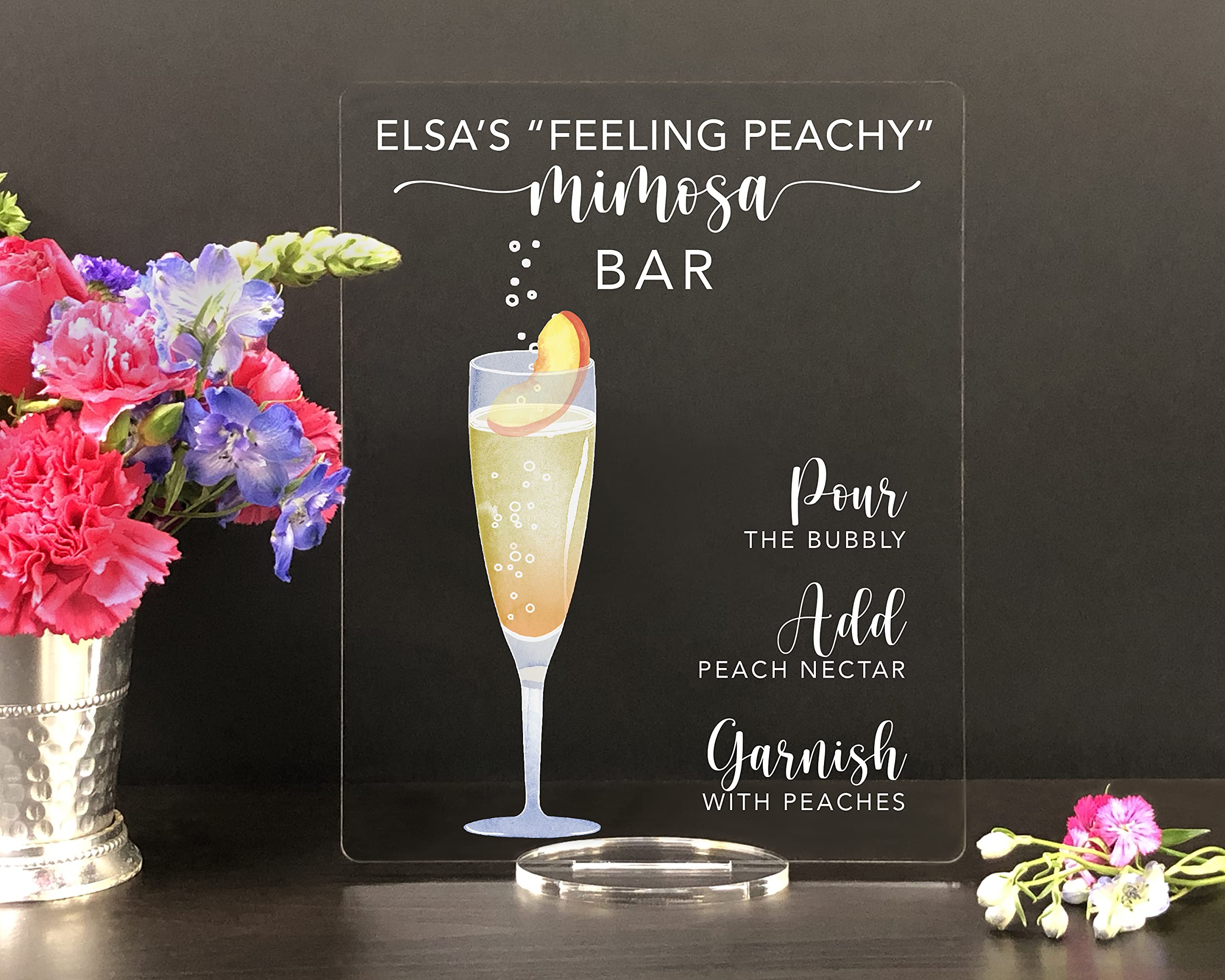 Custom Mimosa Bar Sign - Elegant Bridal Shower & Wedding Bar Menu Sign - Cocktail Bar Sign for Weddings, Parties & Special Events - Perfect for Mimosas, Cocktails & Drink Stations