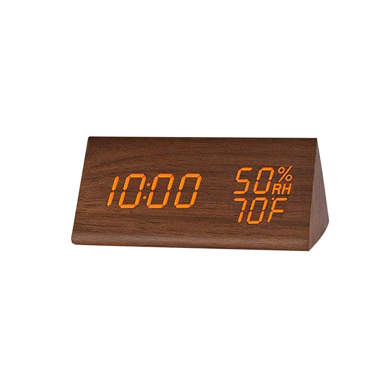 Digital Alarm Clock with Humidity & Temperature Display - Wooden LED Desktop Clock for Baby Room, Nightstand, Office - Silent, Luminous, Voice Control - Perfect Gift for Home & Nursery Use
