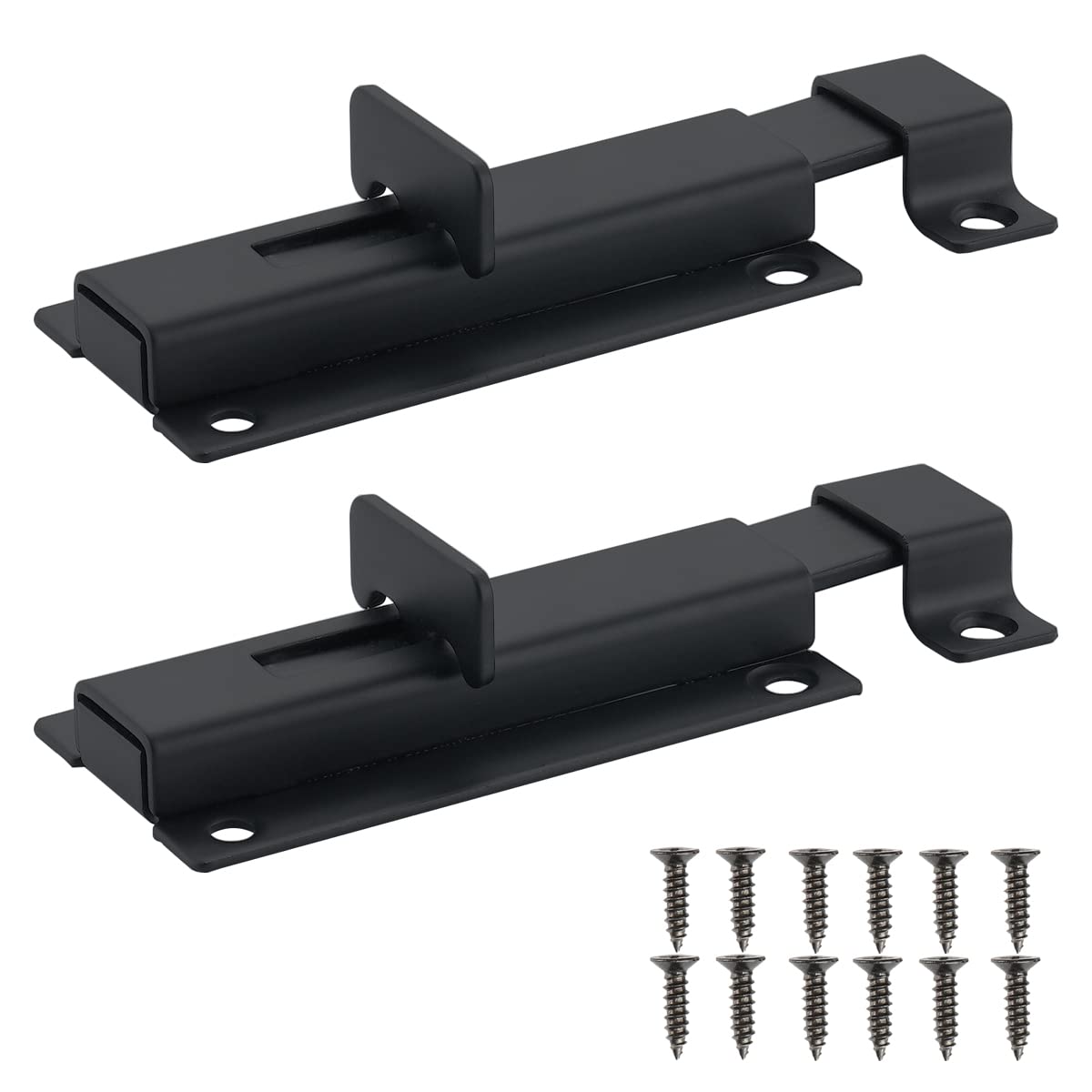 4 Inch Black Stainless Steel Barrel Bolt Door Latch - Heavy Duty Sliding Door Lock (2 Pack) - Ideal for Barn Doors, Sheds, Gates & Home Security