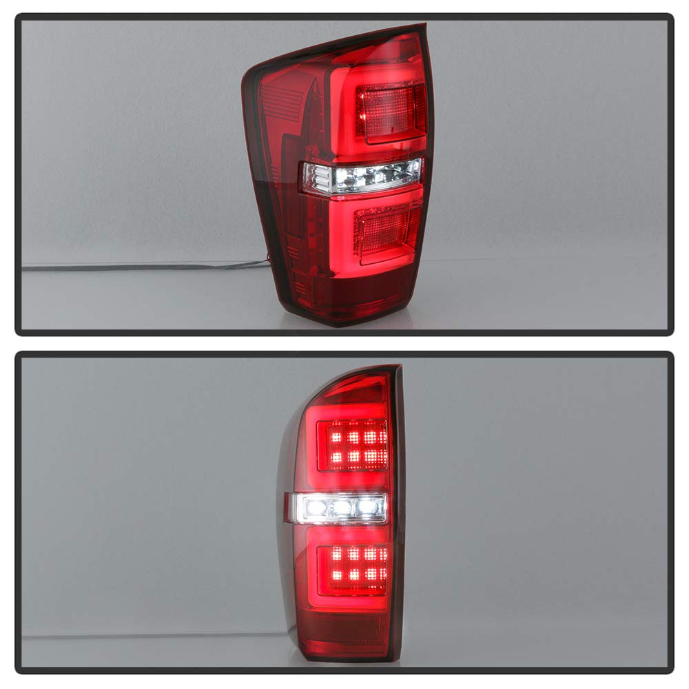 ACANII LED Tail Lights for 2016-2023 Toyota Tacoma - Red & Clear Full LED Tube Brake Lamps Pair (Driver & Passenger Side) | Waterproof & Durable for Off-Roading, Night Driving & Enhanced Visibility